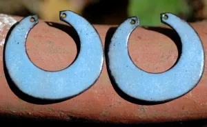Enameled Finding - Earring Pair Blue and Blue