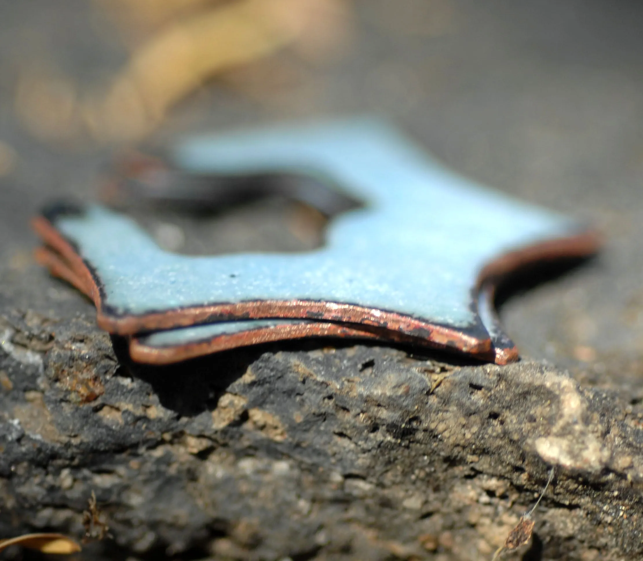 Enameled Finding - Earring Pair Blue and Blue