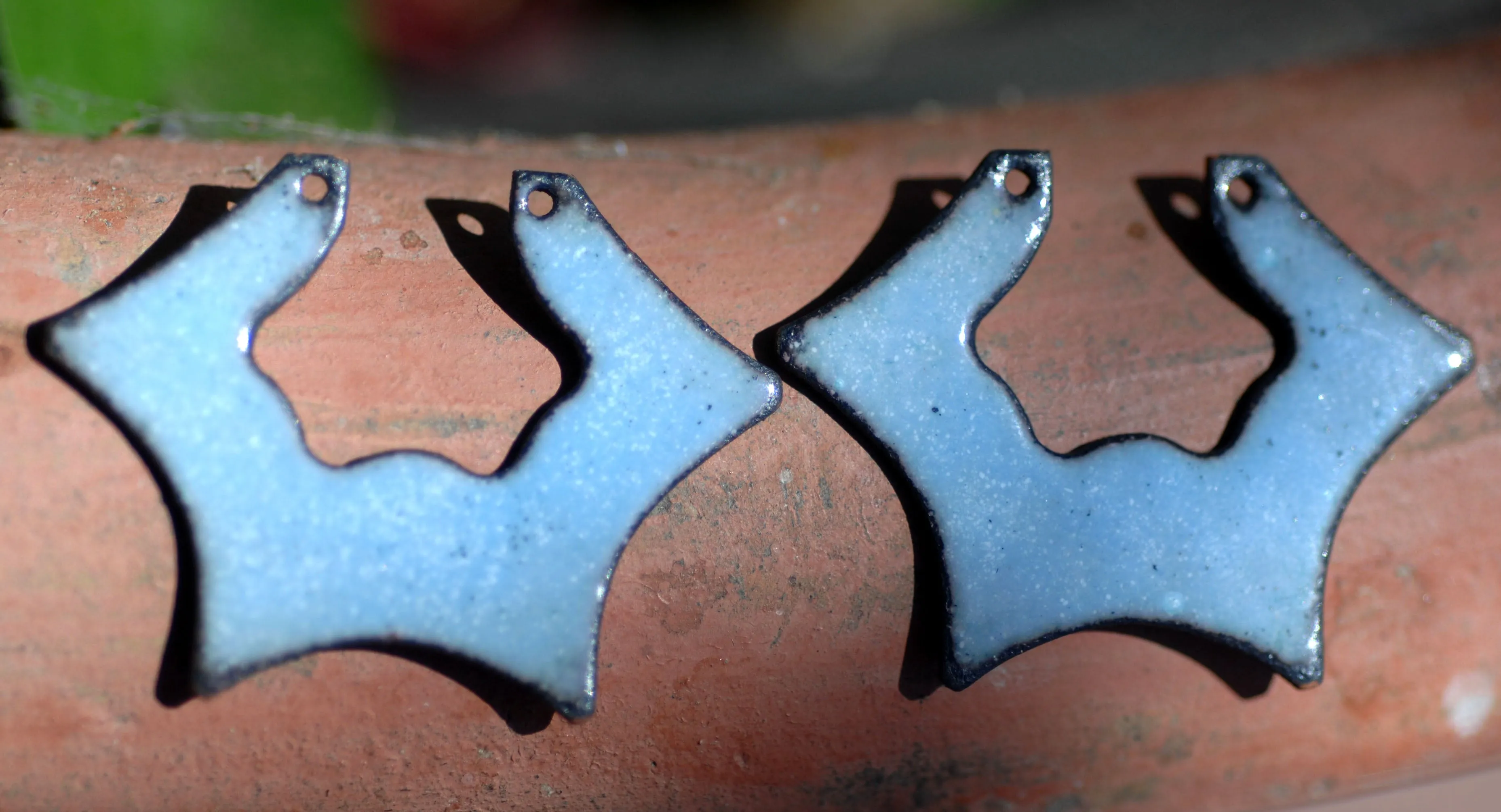 Enameled Finding - Earring Pair Blue and Blue