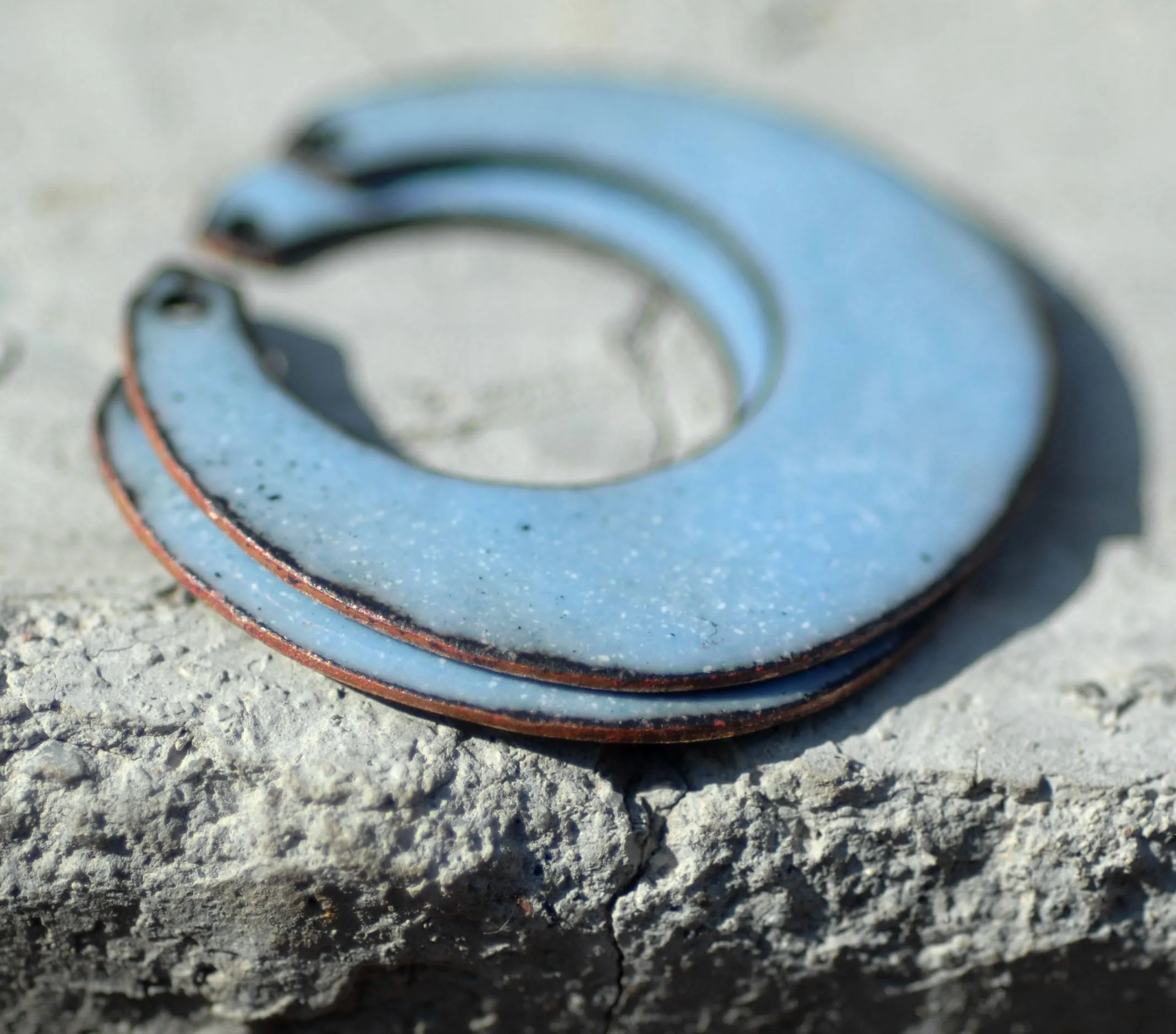 Enameled Finding - Earring Pair Blue and Blue
