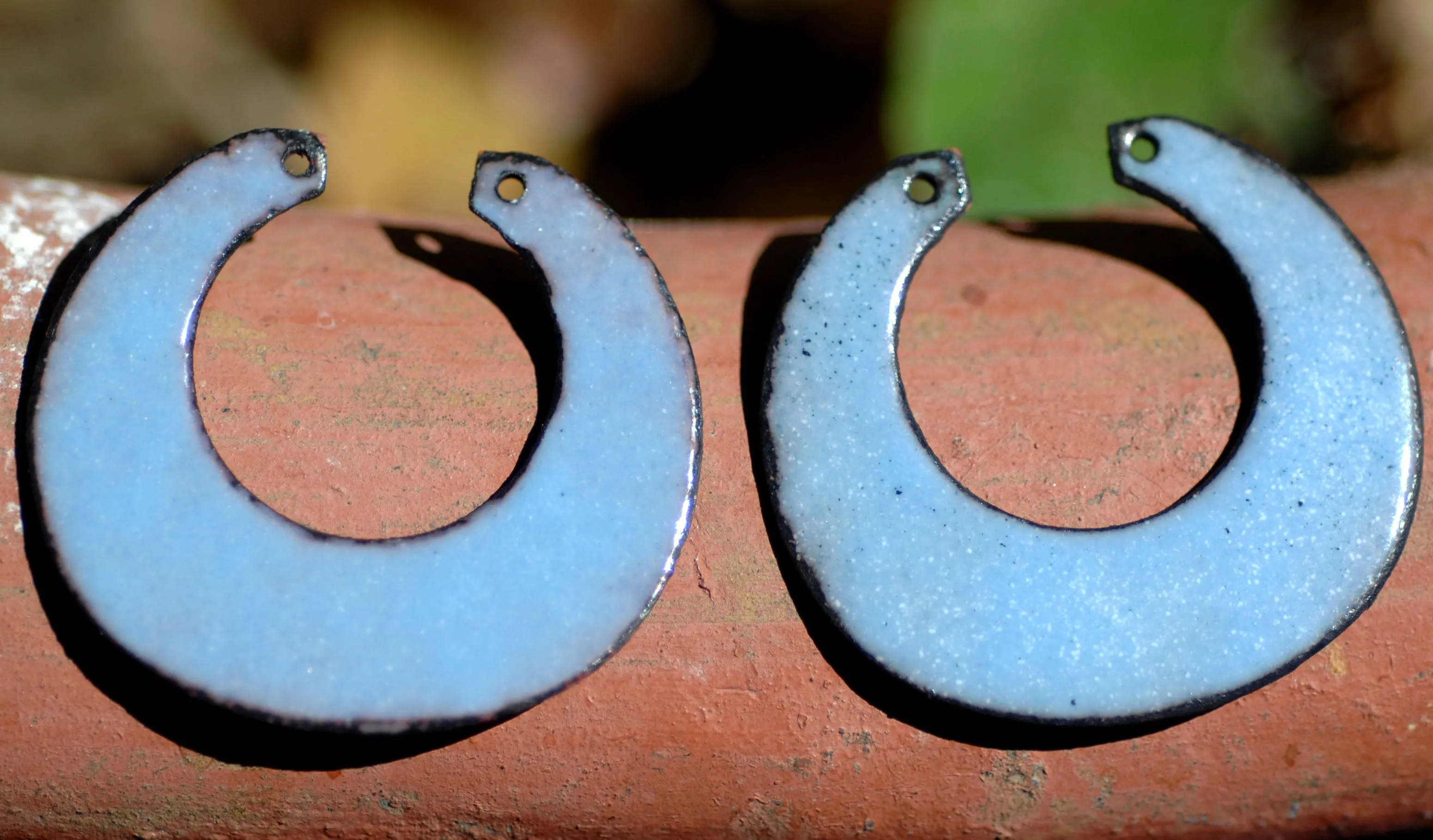 Enameled Finding - Earring Pair Blue and Blue