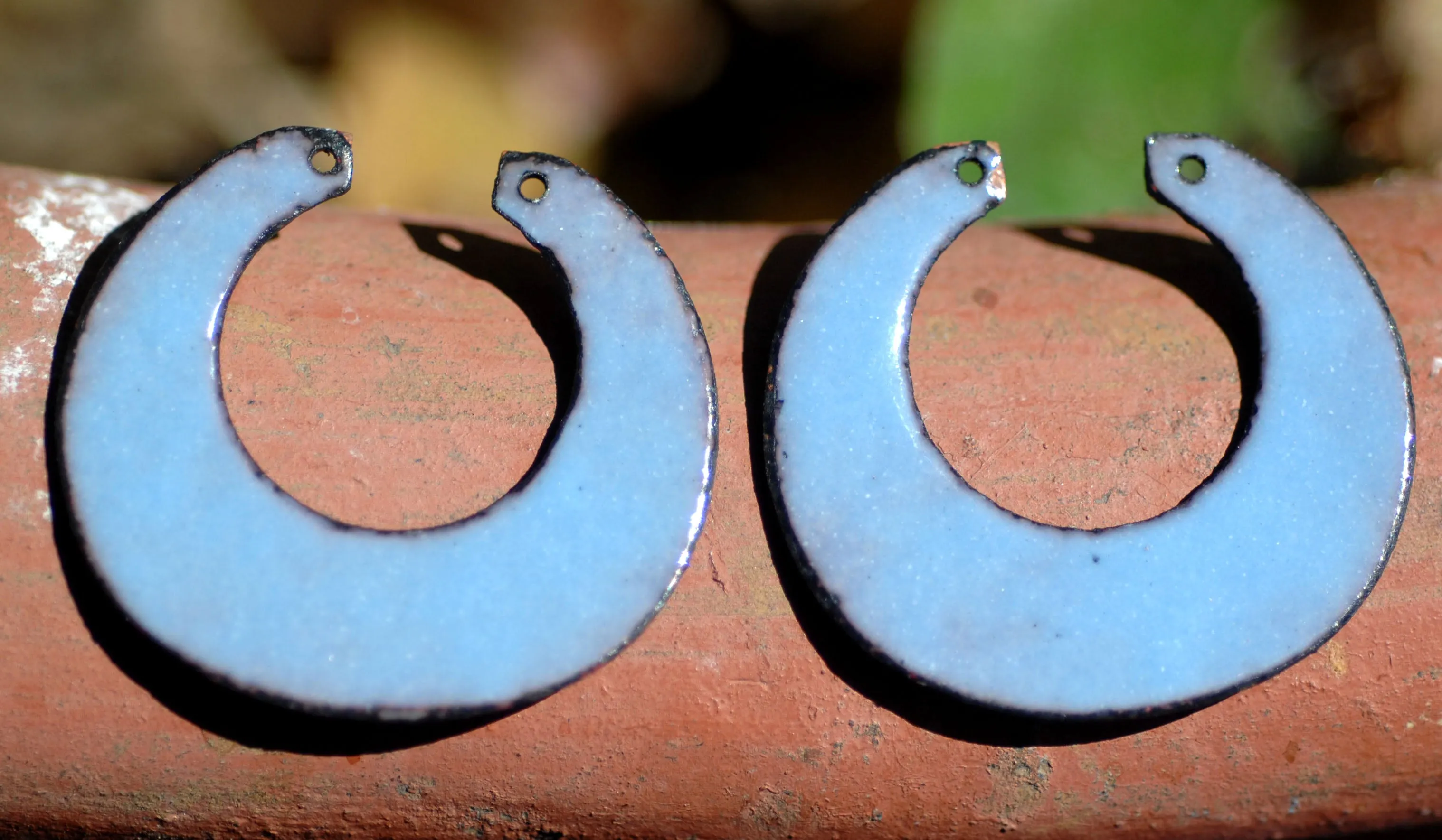 Enameled Finding - Earring Pair Blue and Blue
