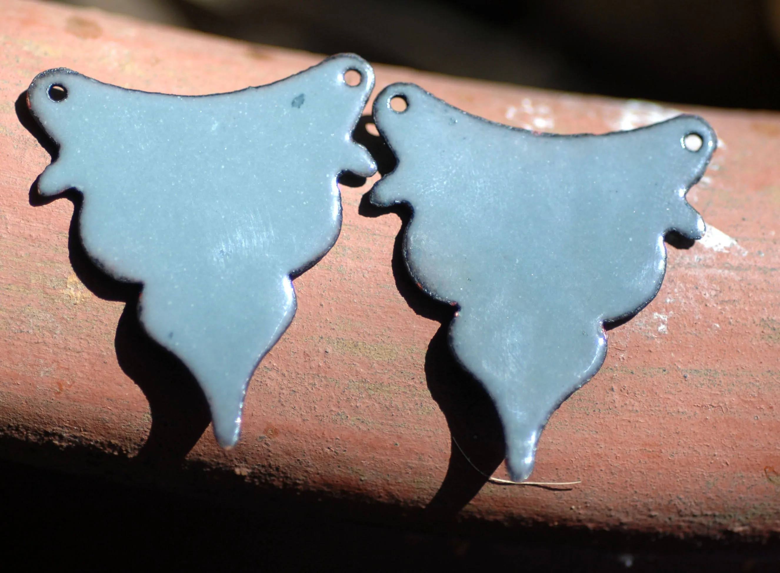 Enameled Finding - Earring Pair Blue and Gray