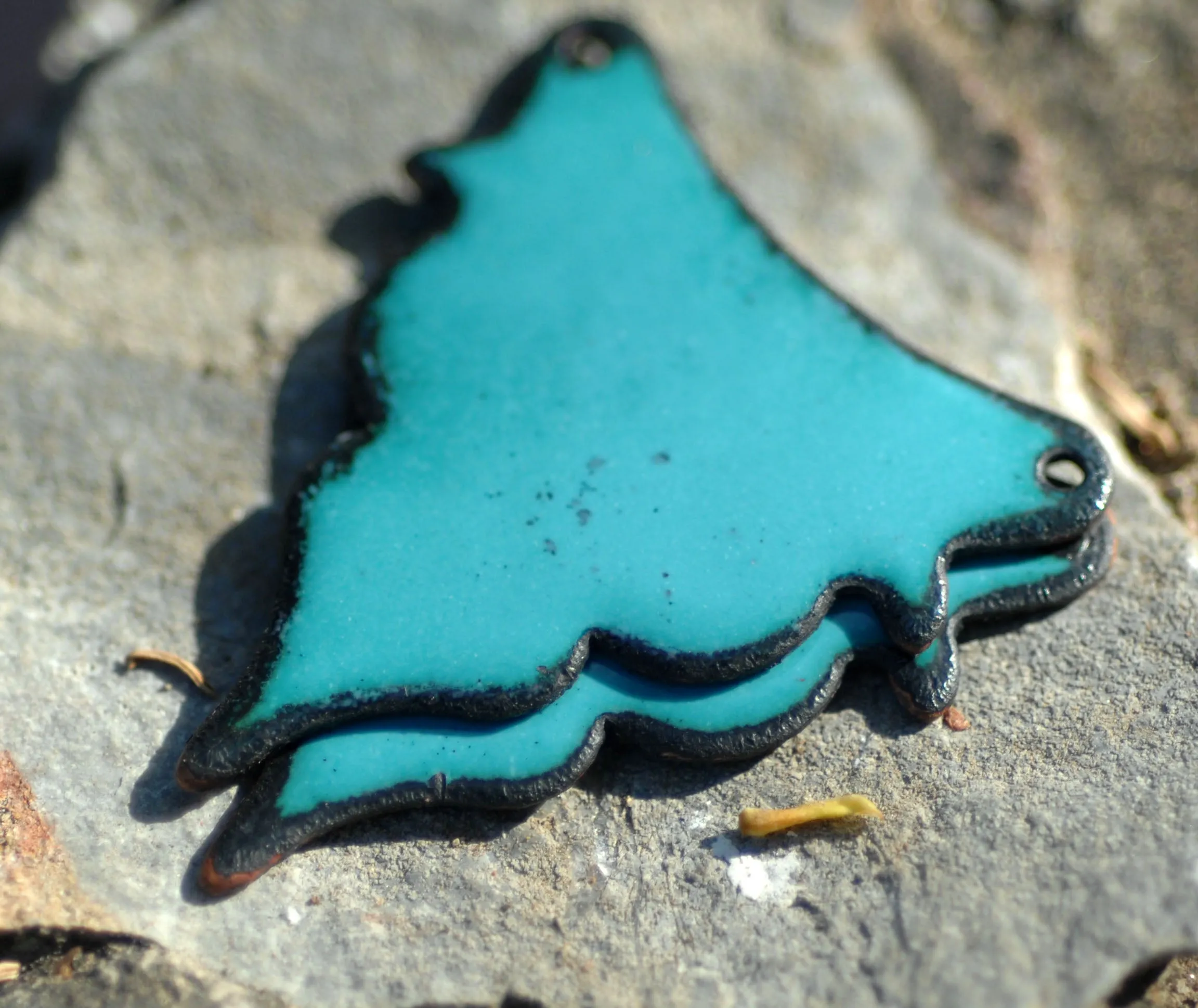 Enameled Finding - Earring Pair Blue and Gray
