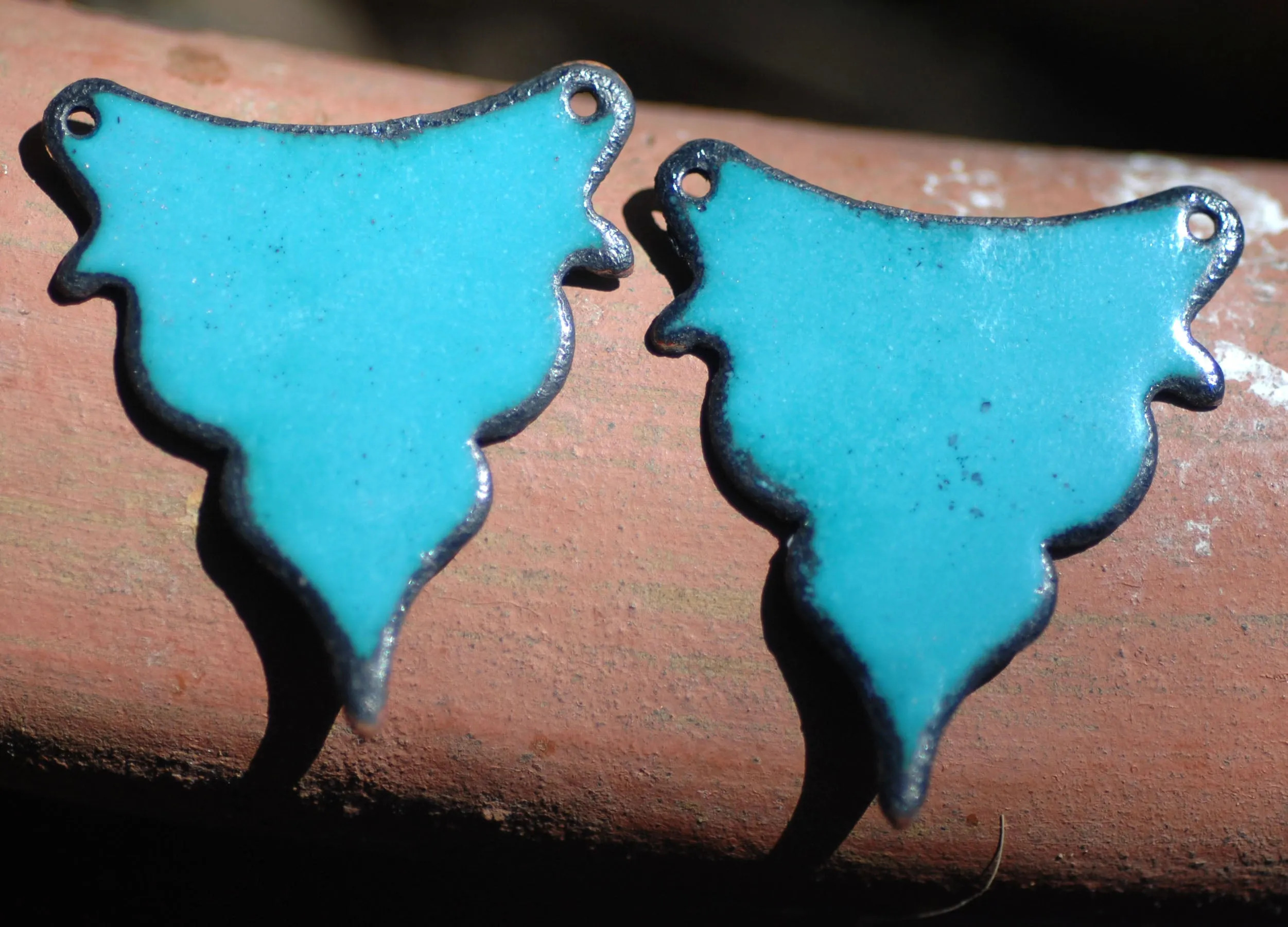Enameled Finding - Earring Pair Blue and Gray