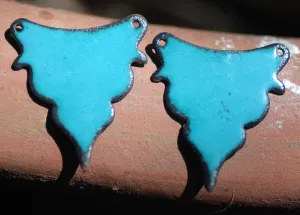 Enameled Finding - Earring Pair Blue and Gray