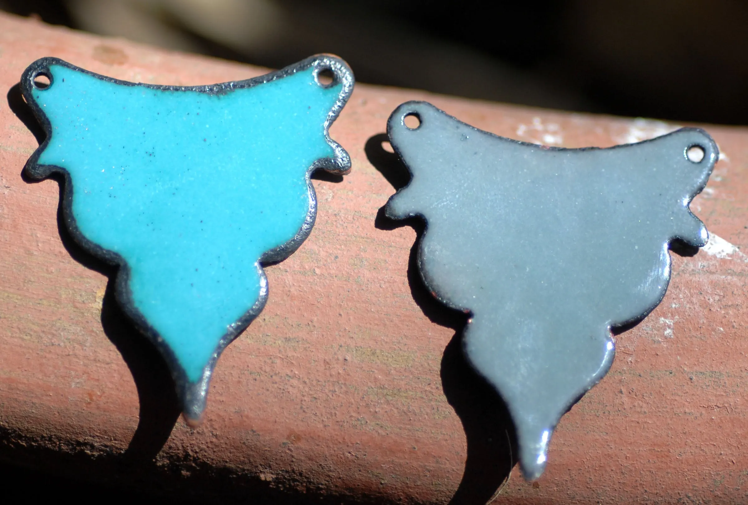 Enameled Finding - Earring Pair Blue and Gray