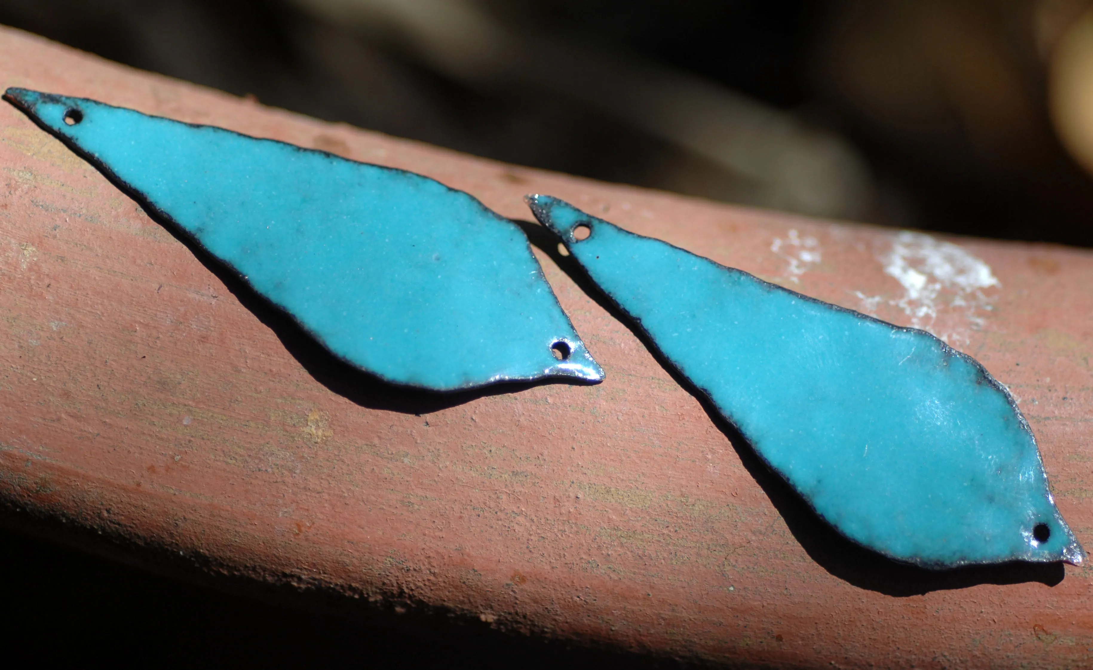 Enameled Finding - Earring Pair Blue with black shore and Blue