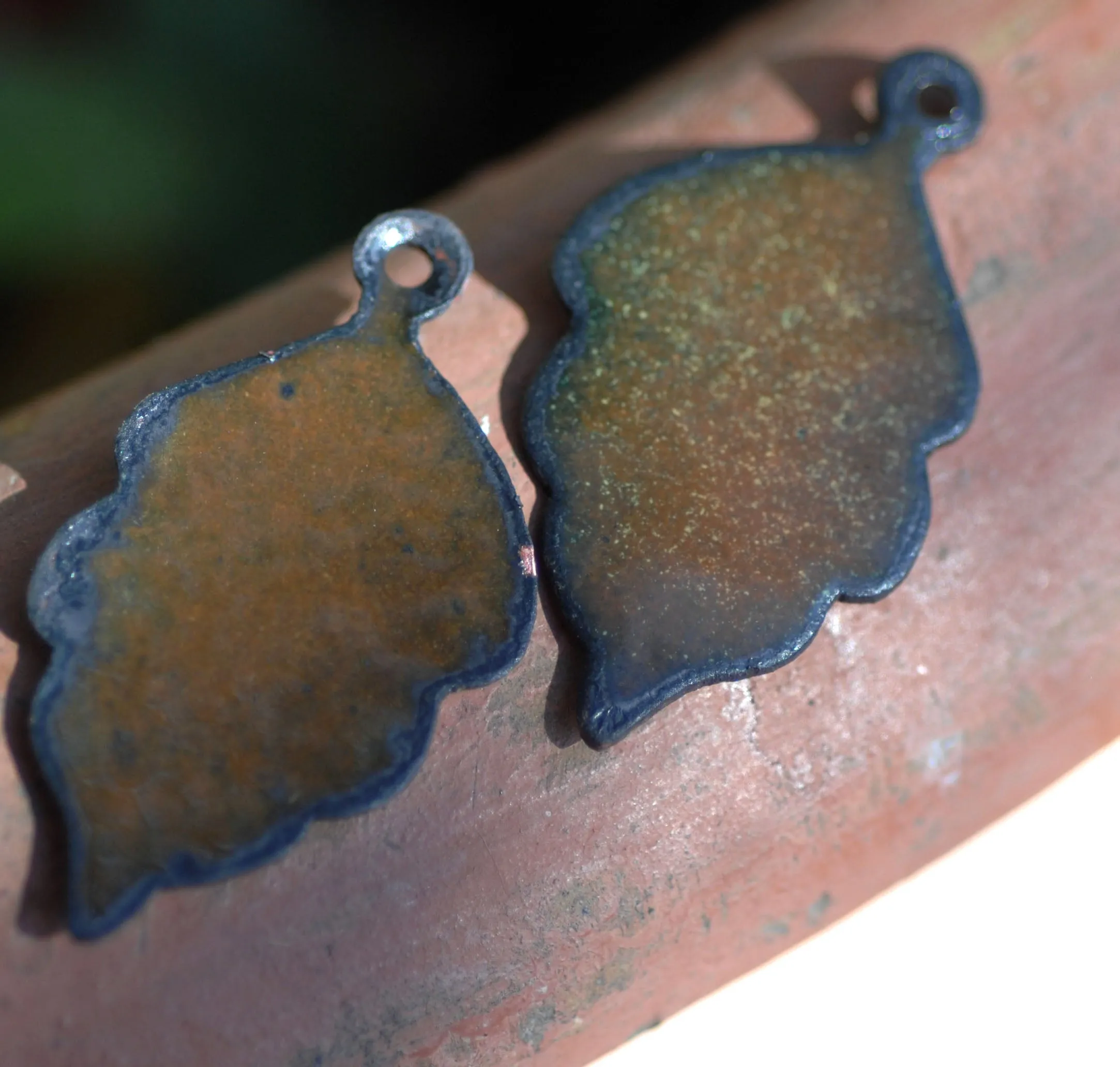 Enameled Finding - Earring Pair Brown and Brown