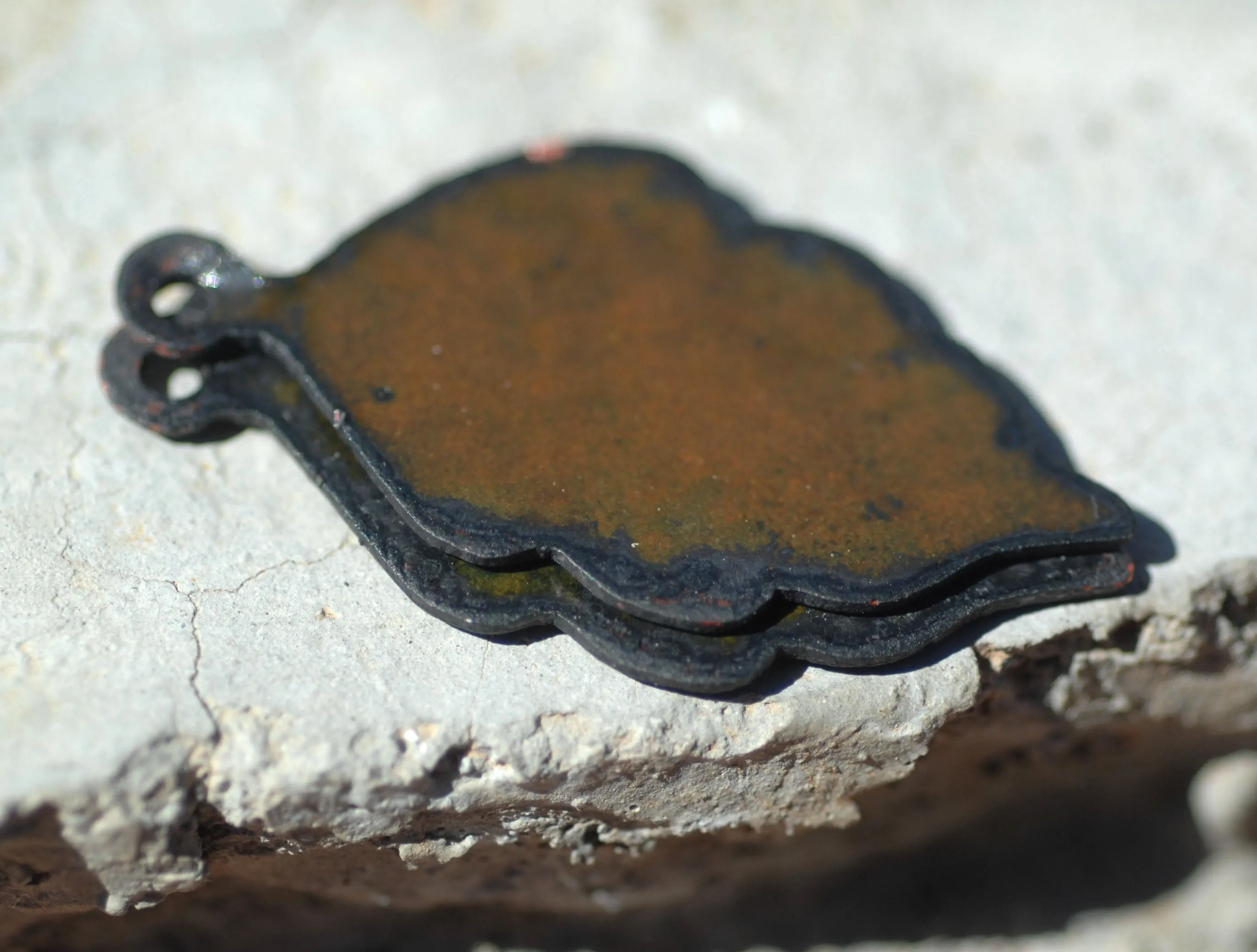 Enameled Finding - Earring Pair Brown and Brown