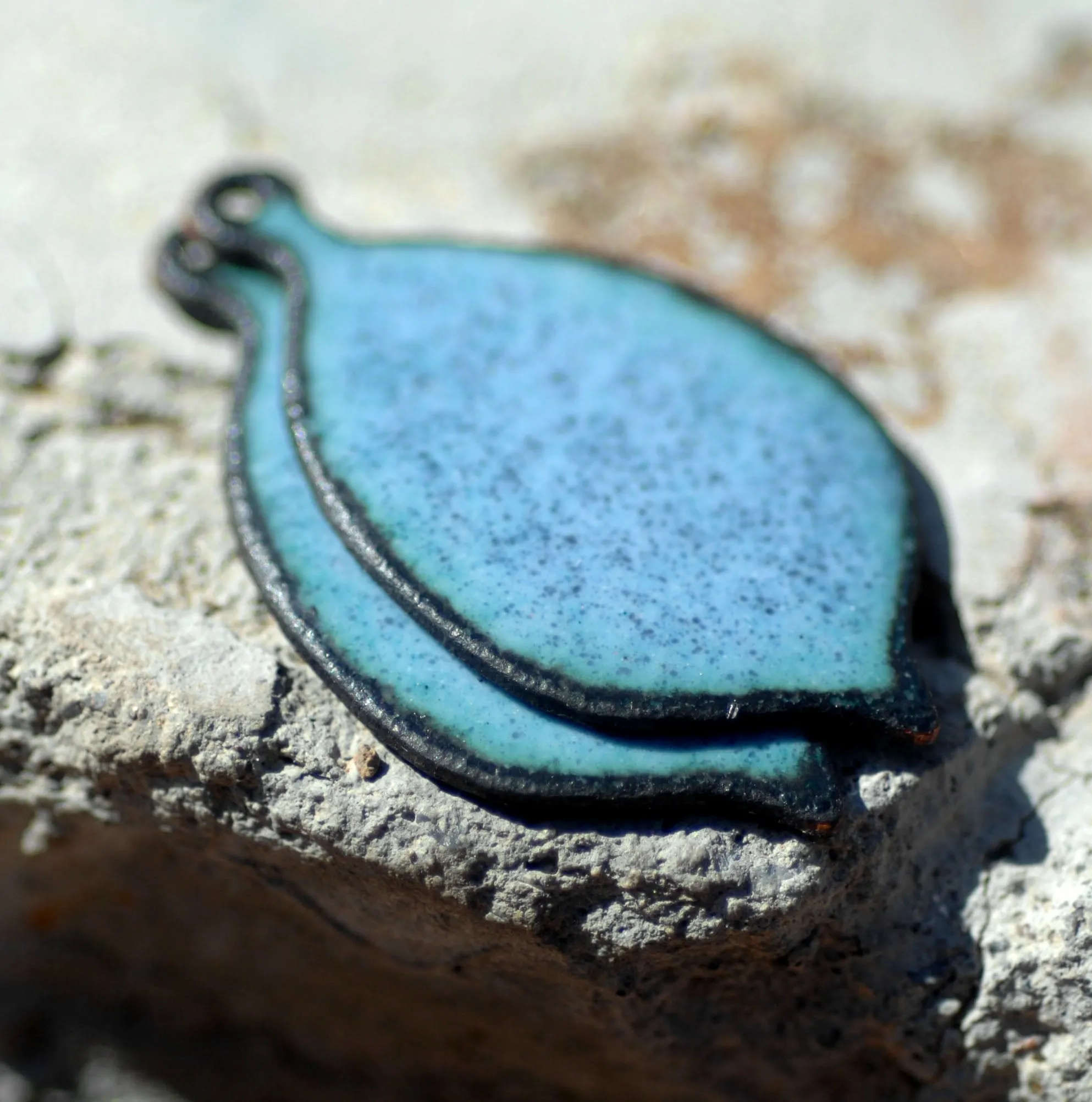 Enameled Finding - Earring Pair Gray and Gray