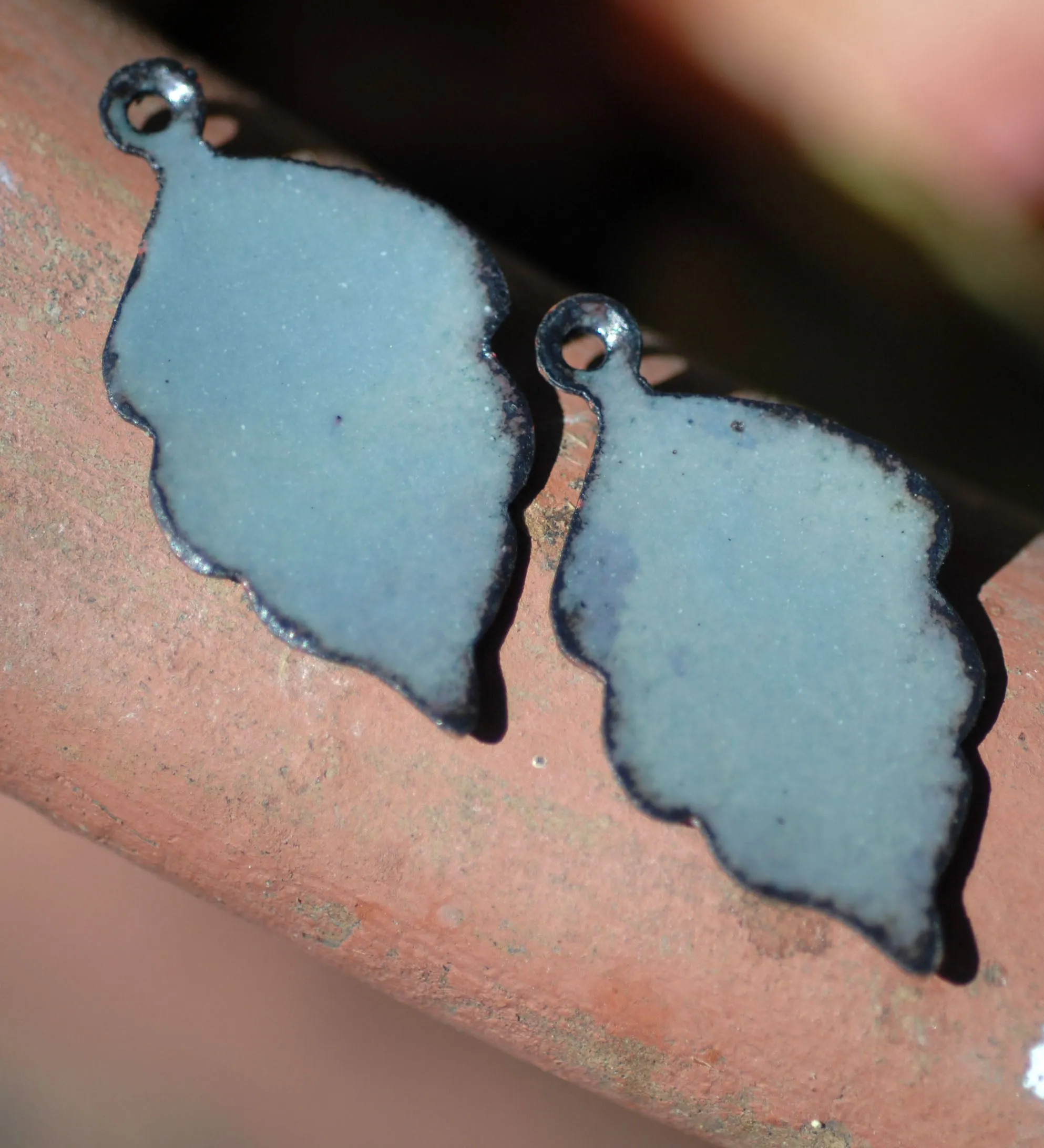 Enameled Finding - Earring Pair Gray and Gray