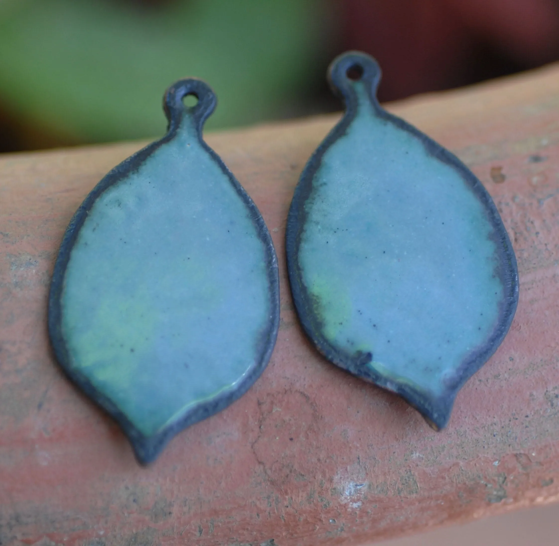Enameled Finding - Earring Pair Gray and Gray
