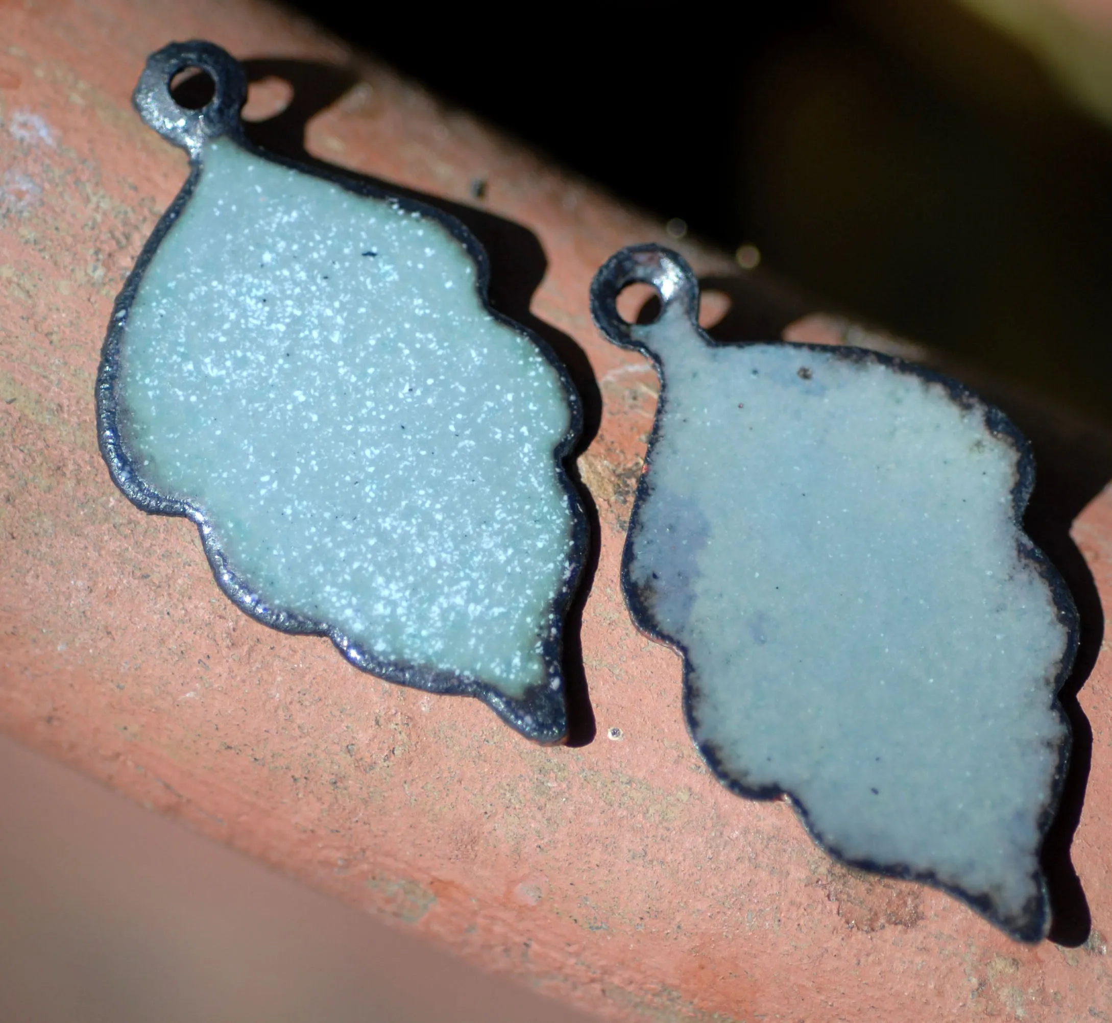 Enameled Finding - Earring Pair Gray and Gray