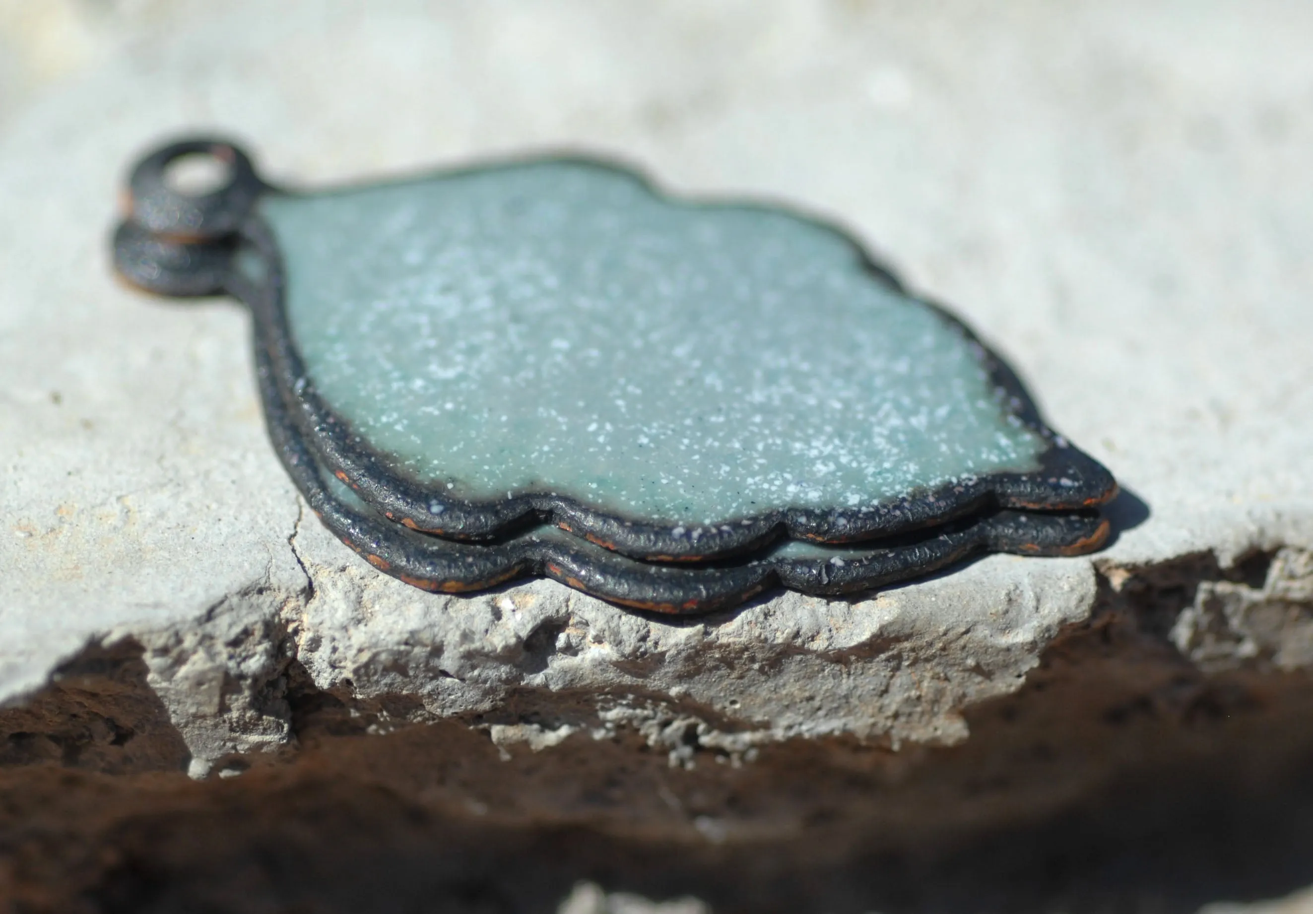 Enameled Finding - Earring Pair Gray and Gray