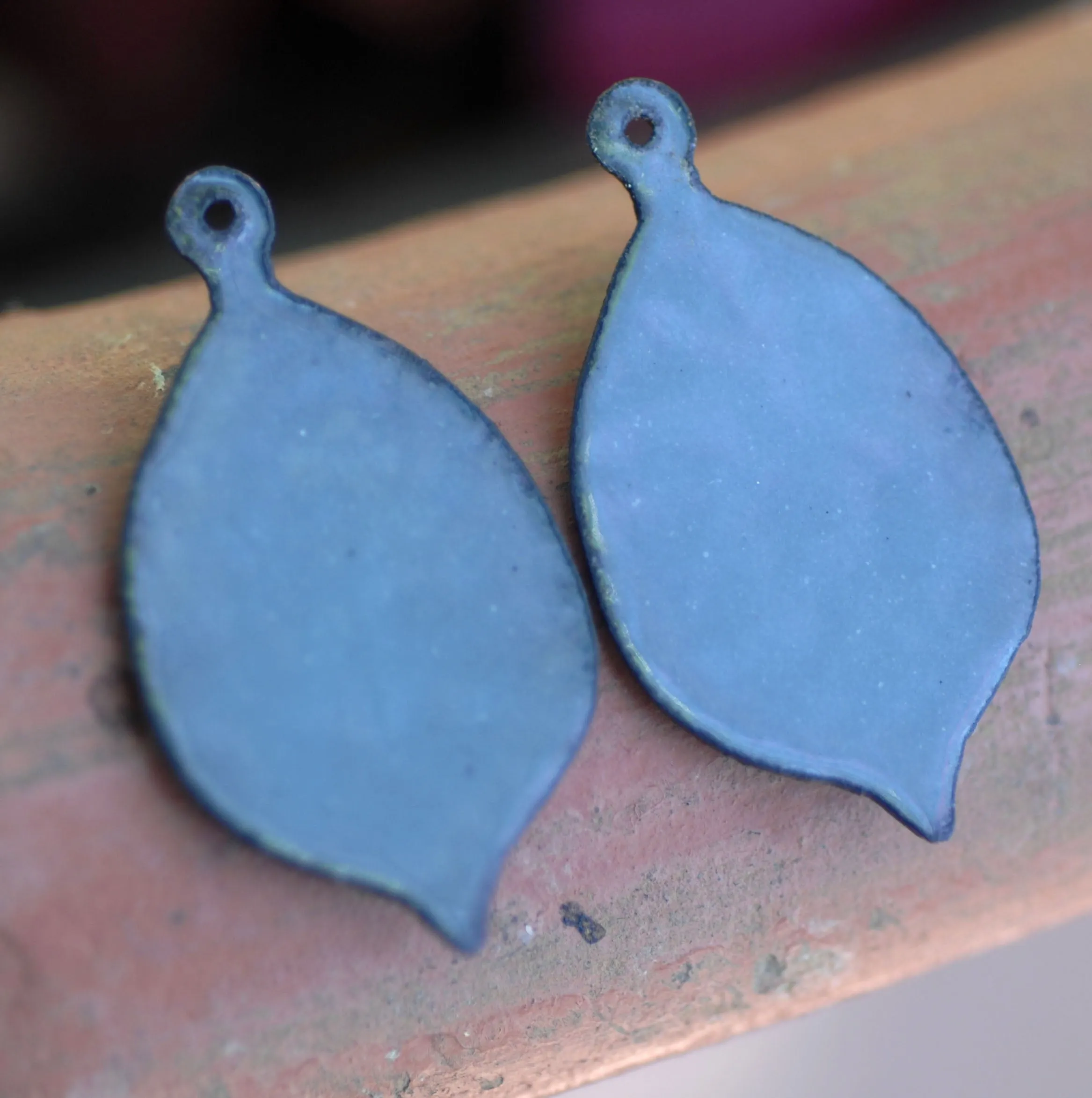 Enameled Finding - Earring Pair Gray and Gray