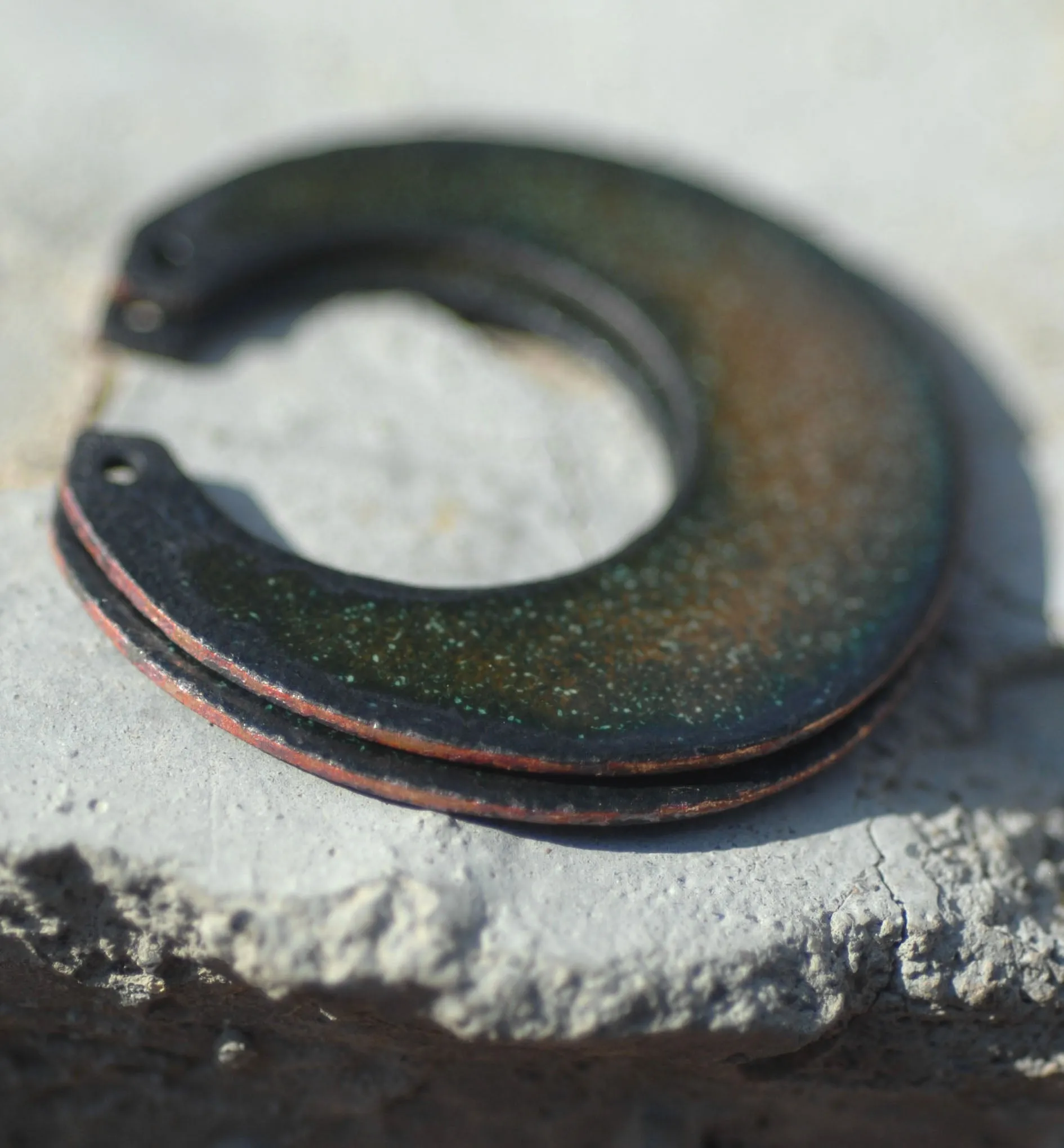 Enameled Finding - Earring Pair Green and Green