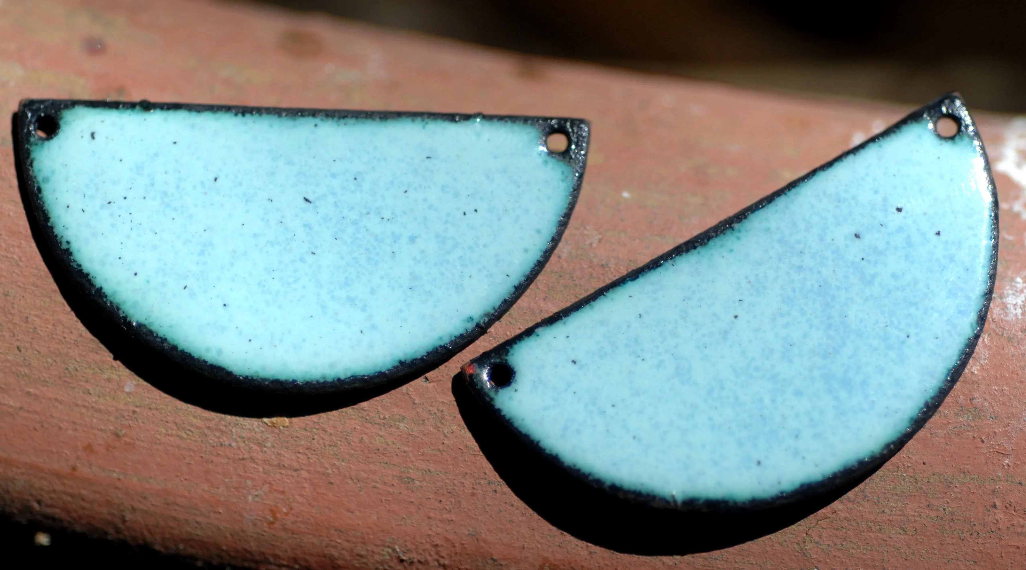 Enameled Finding - Earring Pair Light Blue and Blue