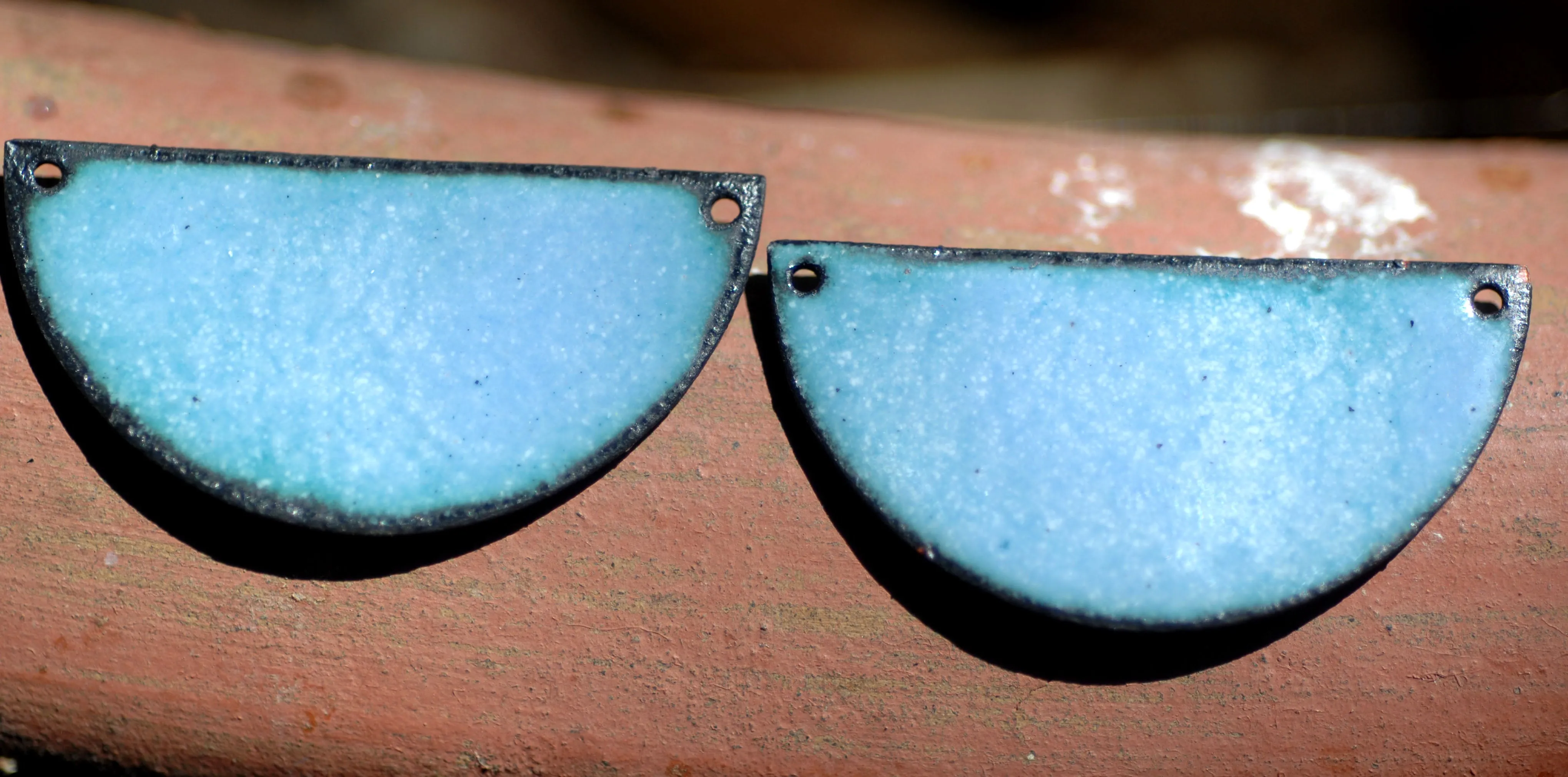 Enameled Finding - Earring Pair Light Blue and Blue