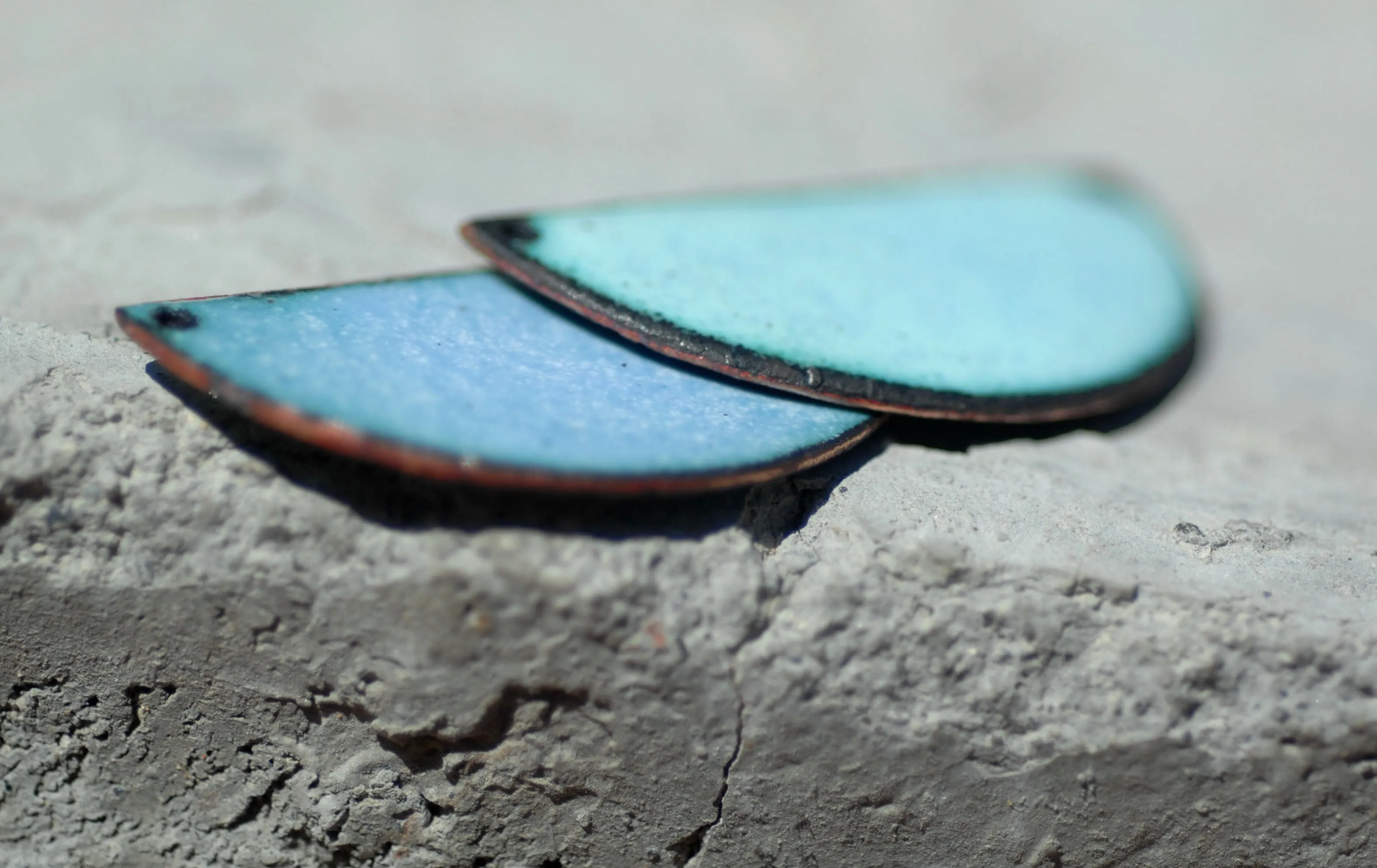 Enameled Finding - Earring Pair Light Blue and Blue