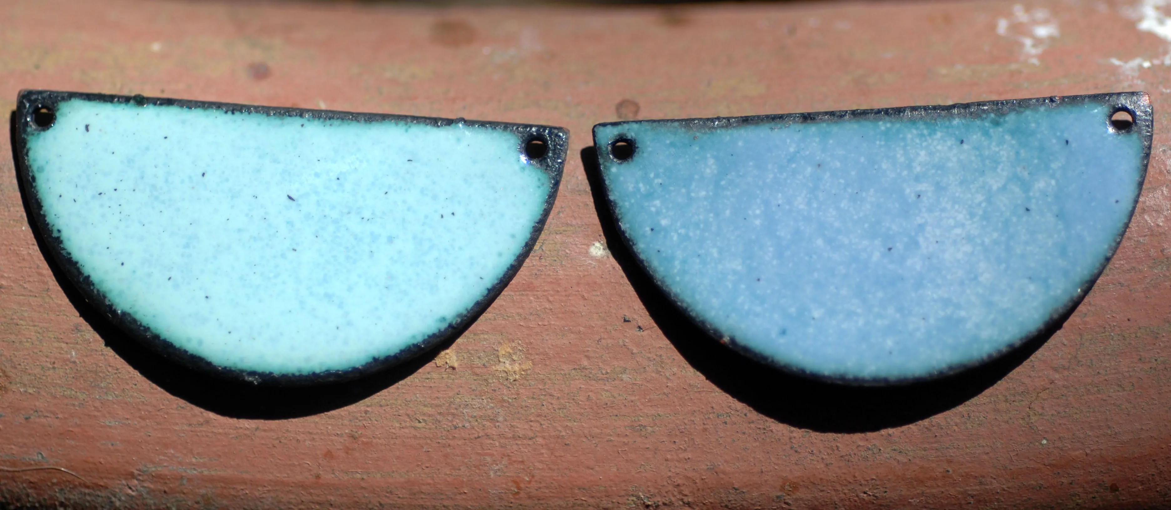 Enameled Finding - Earring Pair Light Blue and Blue