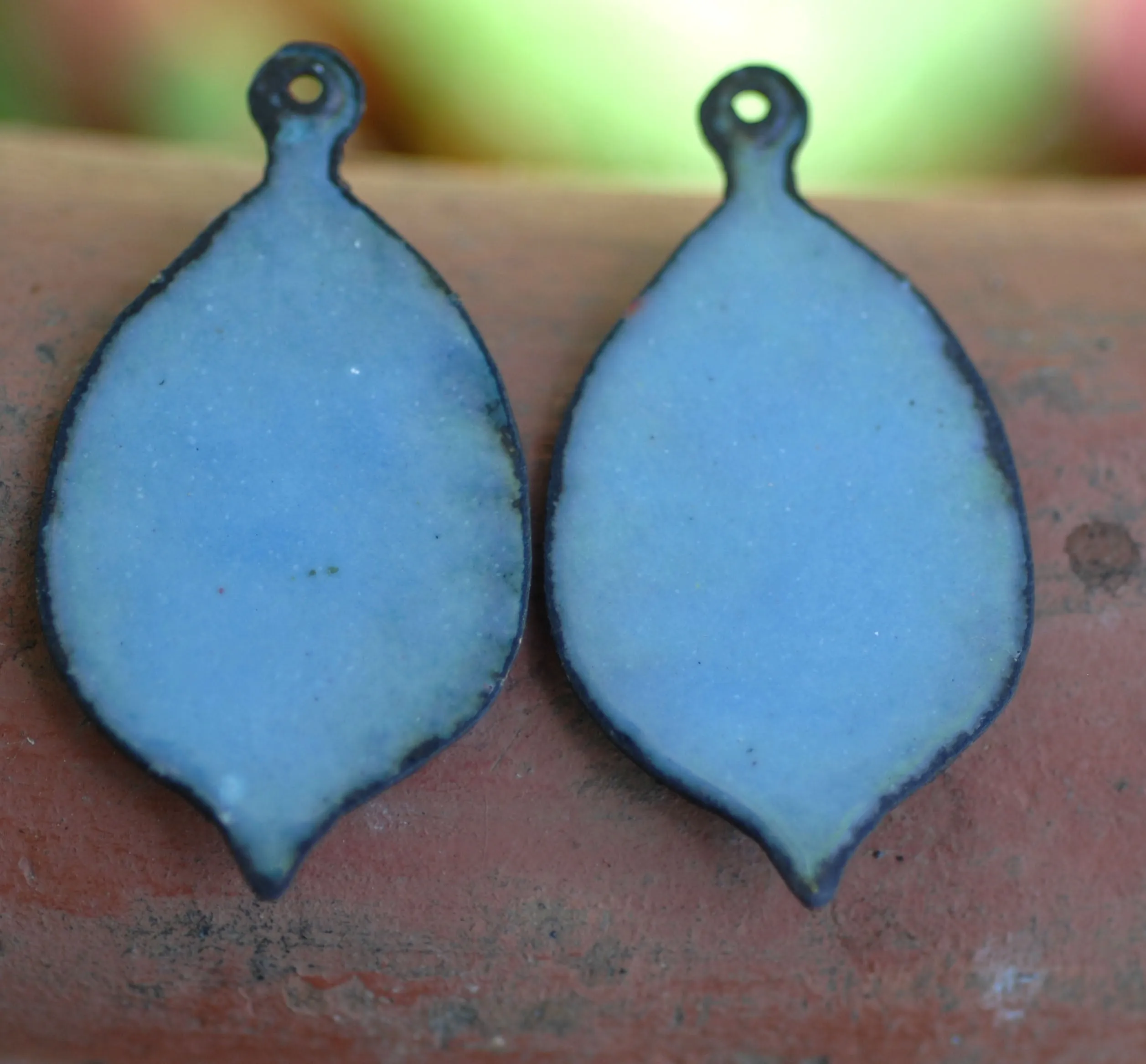 Enameled Finding - Earring Pair Light Blue and Light Blue