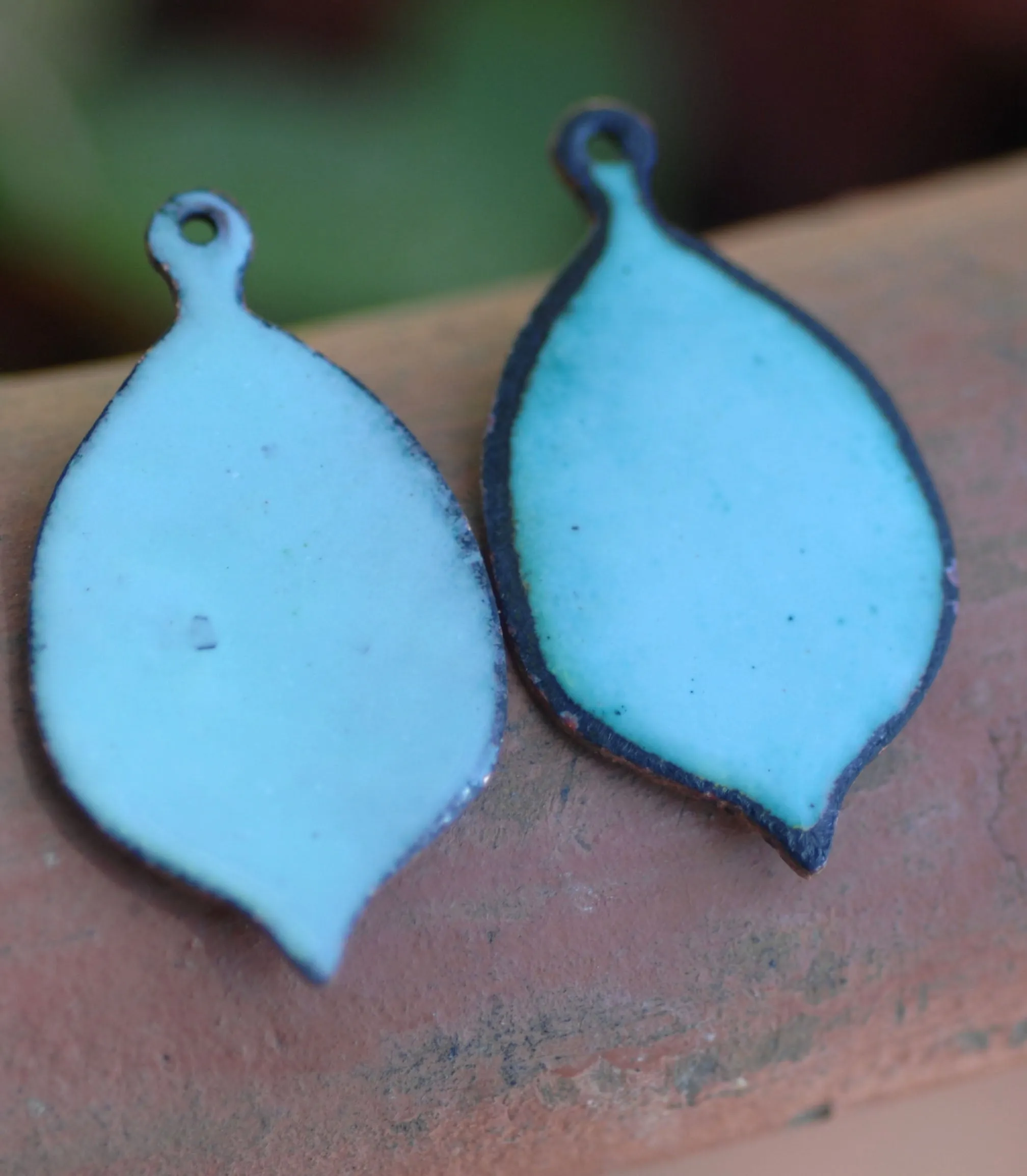 Enameled Finding - Earring Pair Light Blue and Light Blue