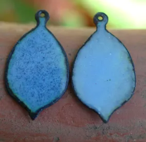 Enameled Finding - Earring Pair Light Blue and Light Blue