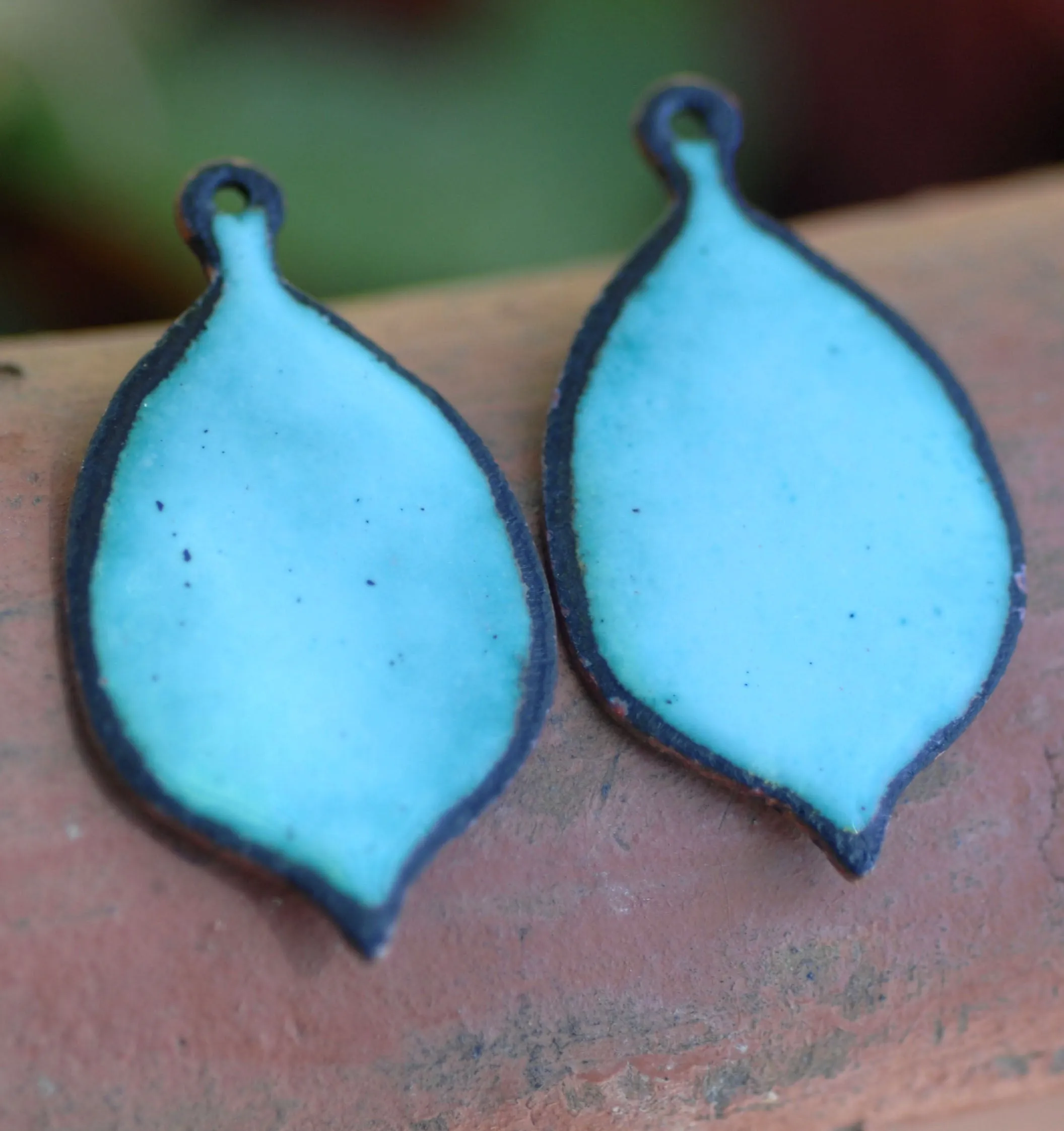 Enameled Finding - Earring Pair Light Blue and Light Blue