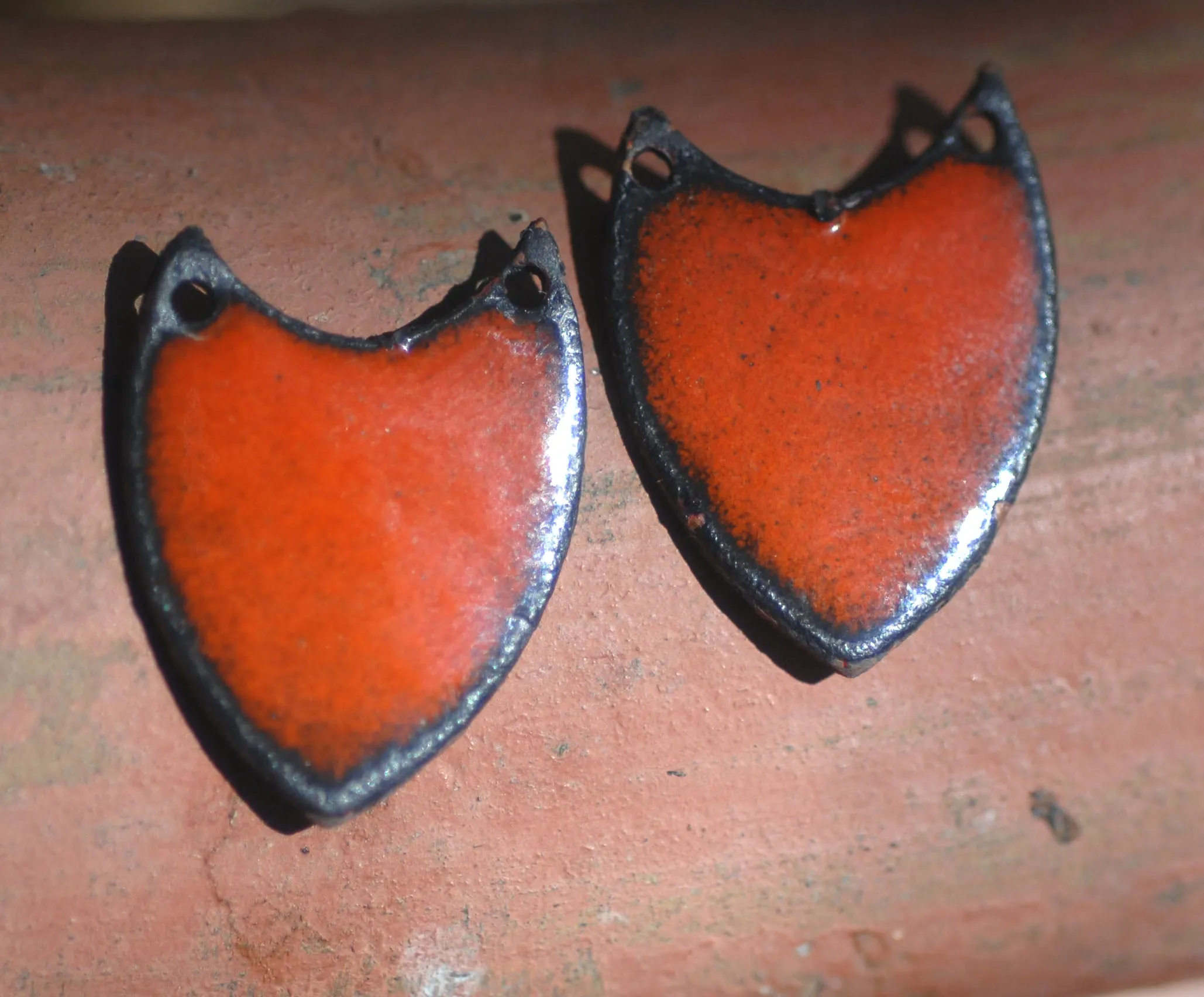 Enameled Finding - Earring Pair orange and orange