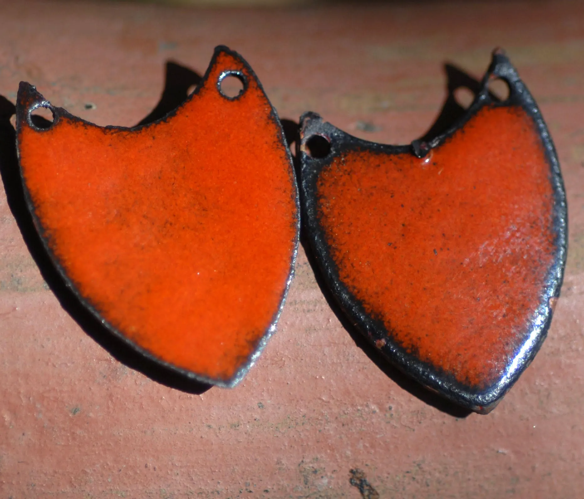 Enameled Finding - Earring Pair orange and orange