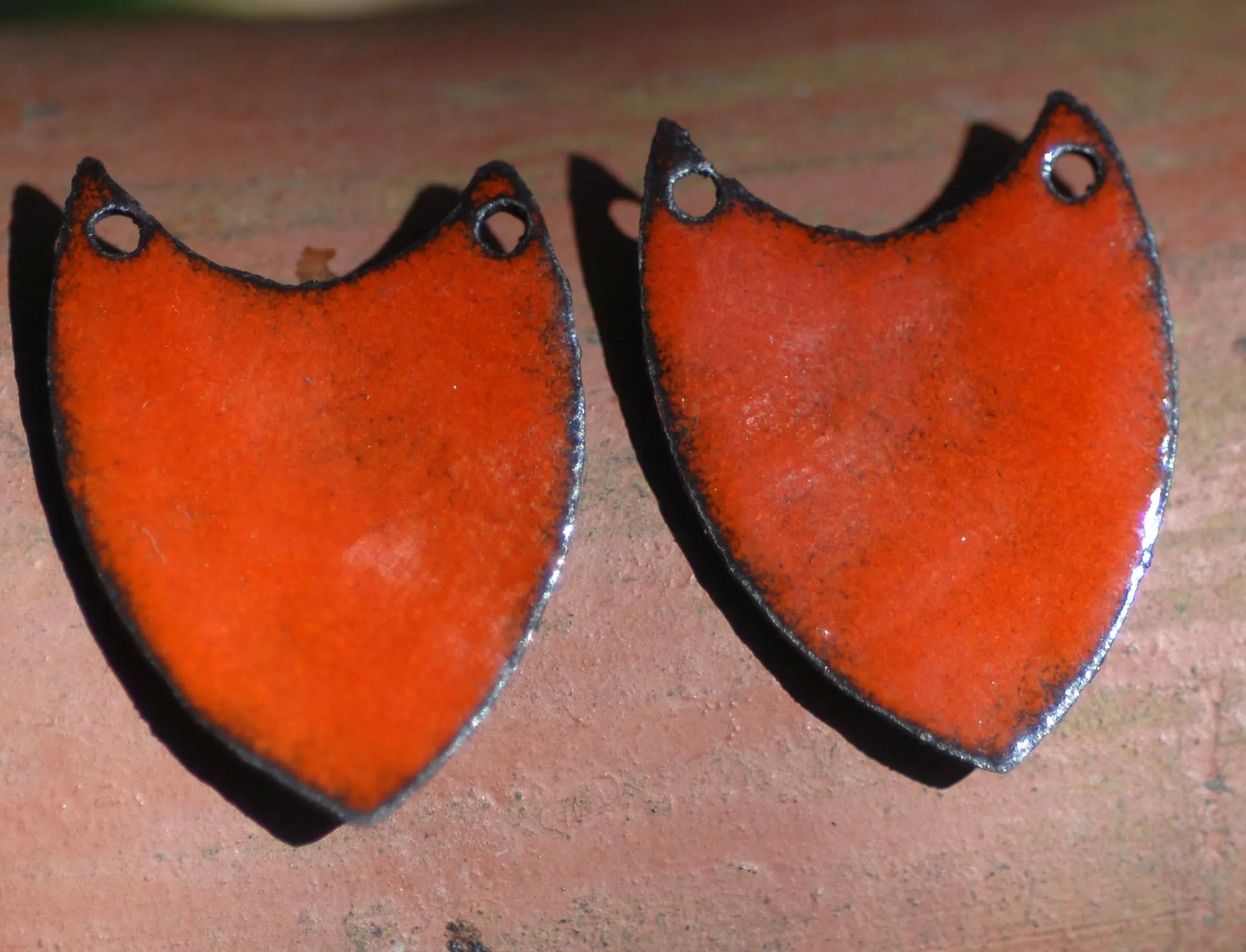 Enameled Finding - Earring Pair orange and orange