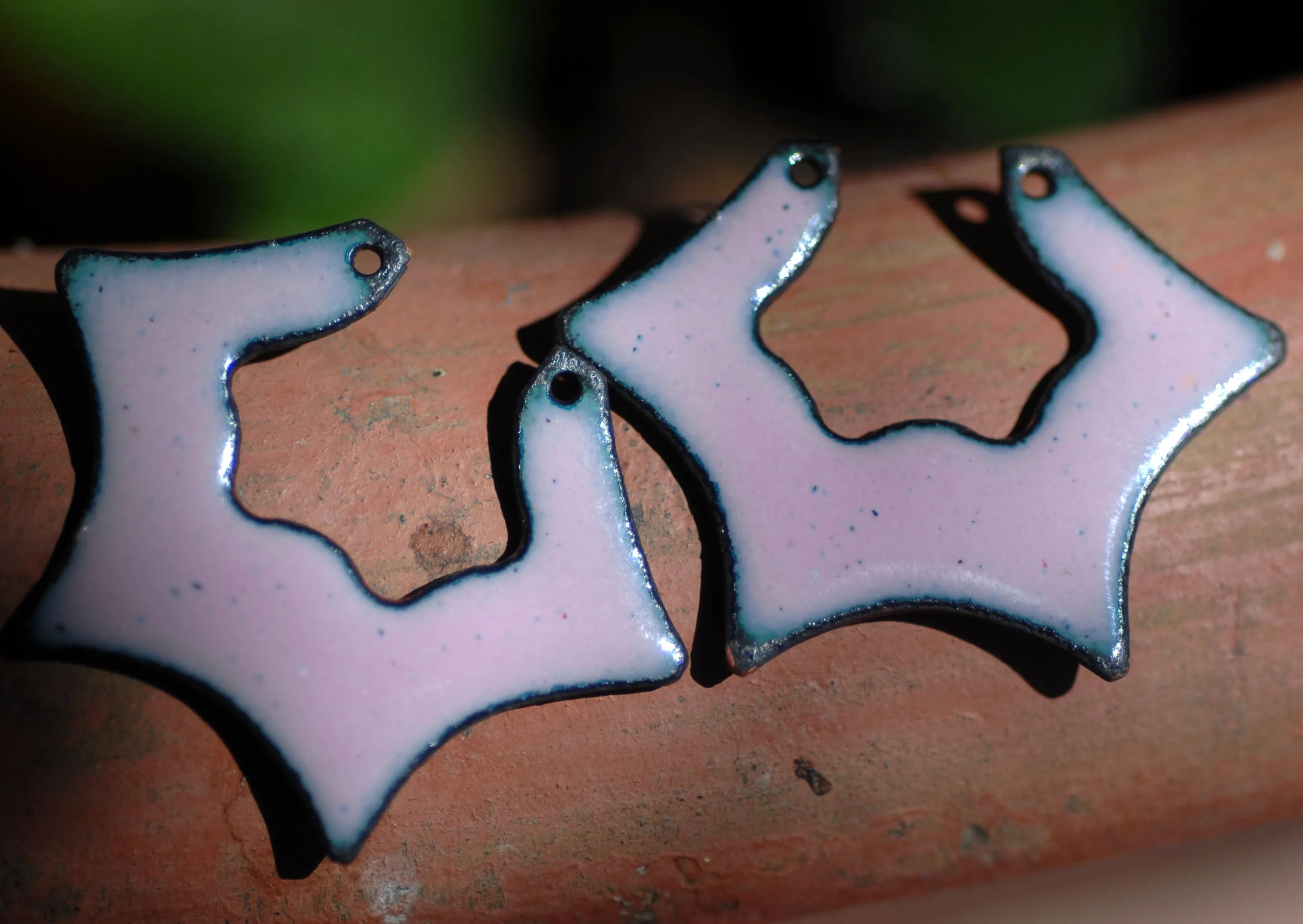 Enameled Finding - Earring Pair pink and pink