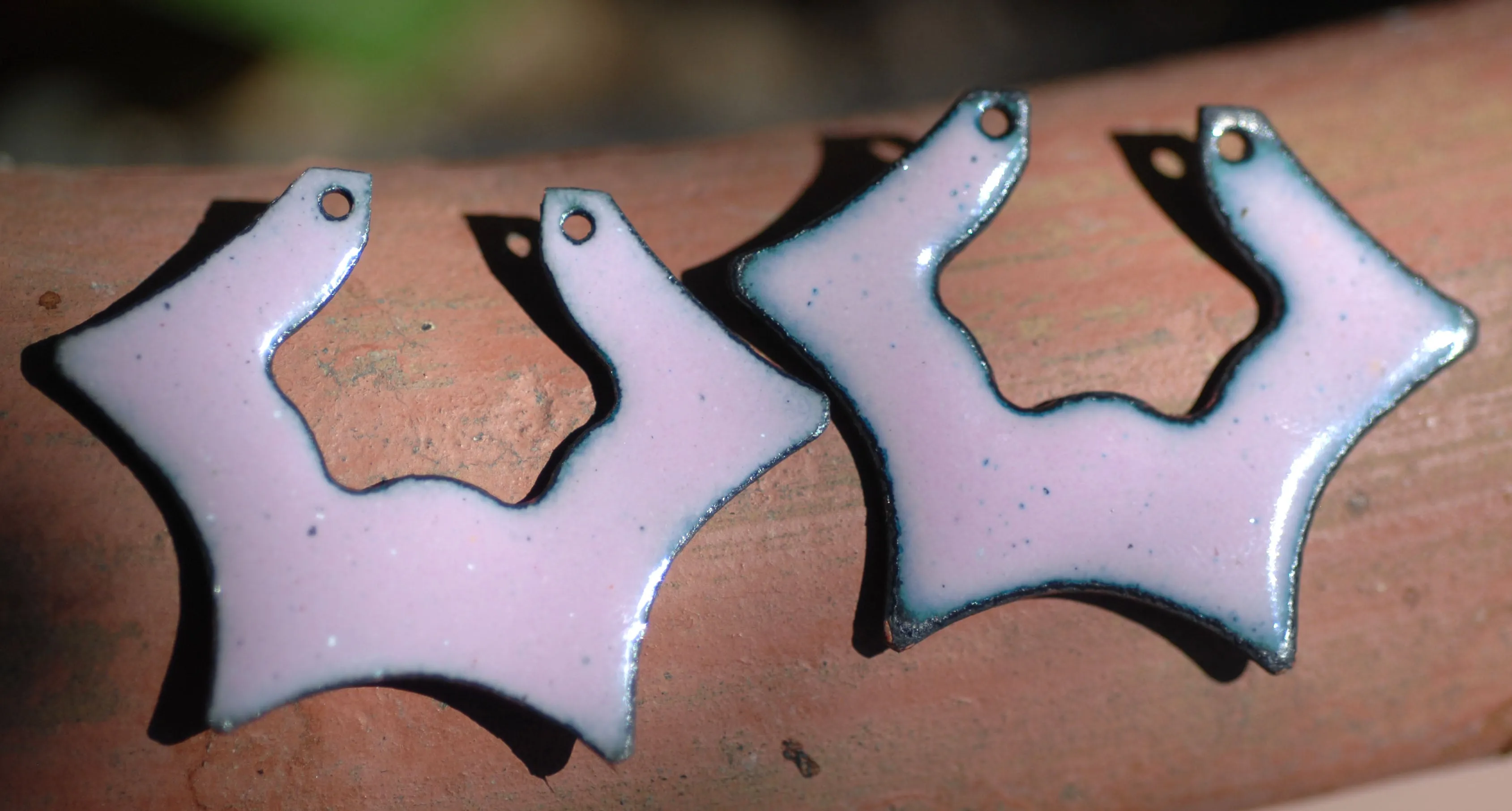 Enameled Finding - Earring Pair pink and pink