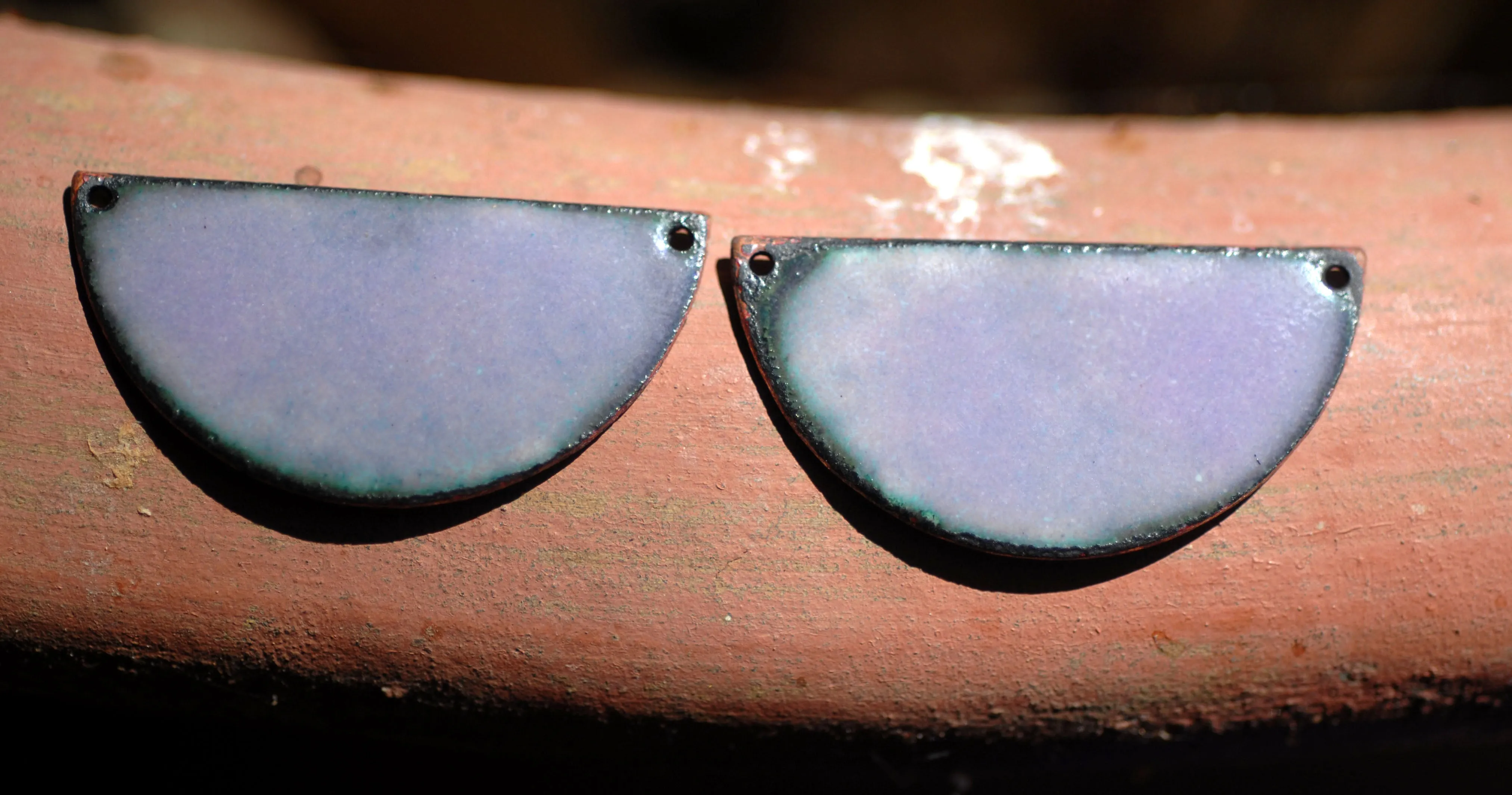 Enameled Finding - Earring Pair Purple and Blue