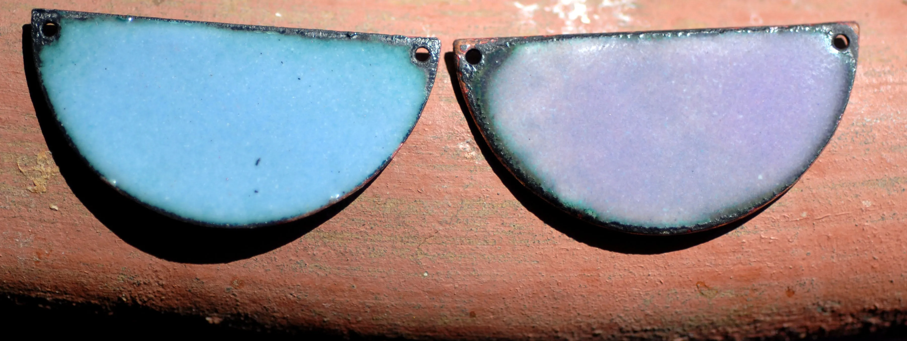 Enameled Finding - Earring Pair Purple and Blue