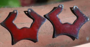 Enameled Finding - Earring Pair Red and Red