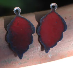 Enameled Finding - Earring Pair Red and Red