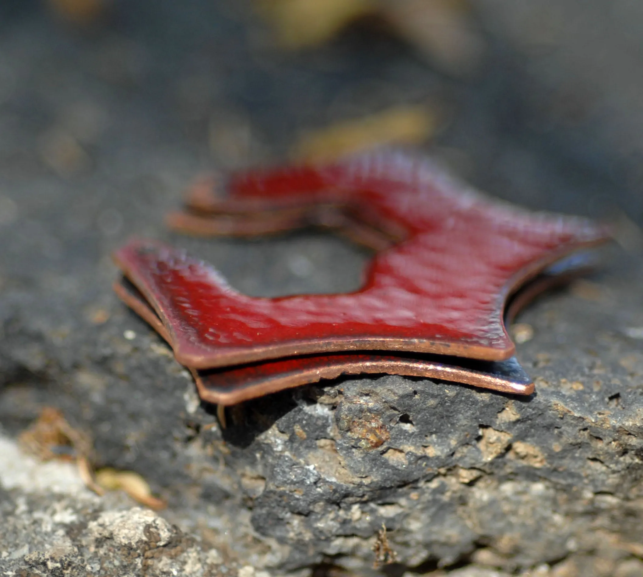 Enameled Finding - Earring Pair Red and Red
