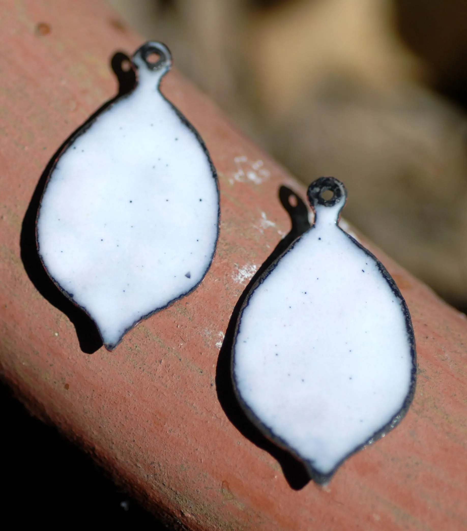 Enameled Finding - Earring Pair white and rose