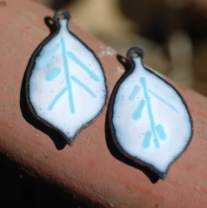 Enameled Finding - Earring Pair white and rose