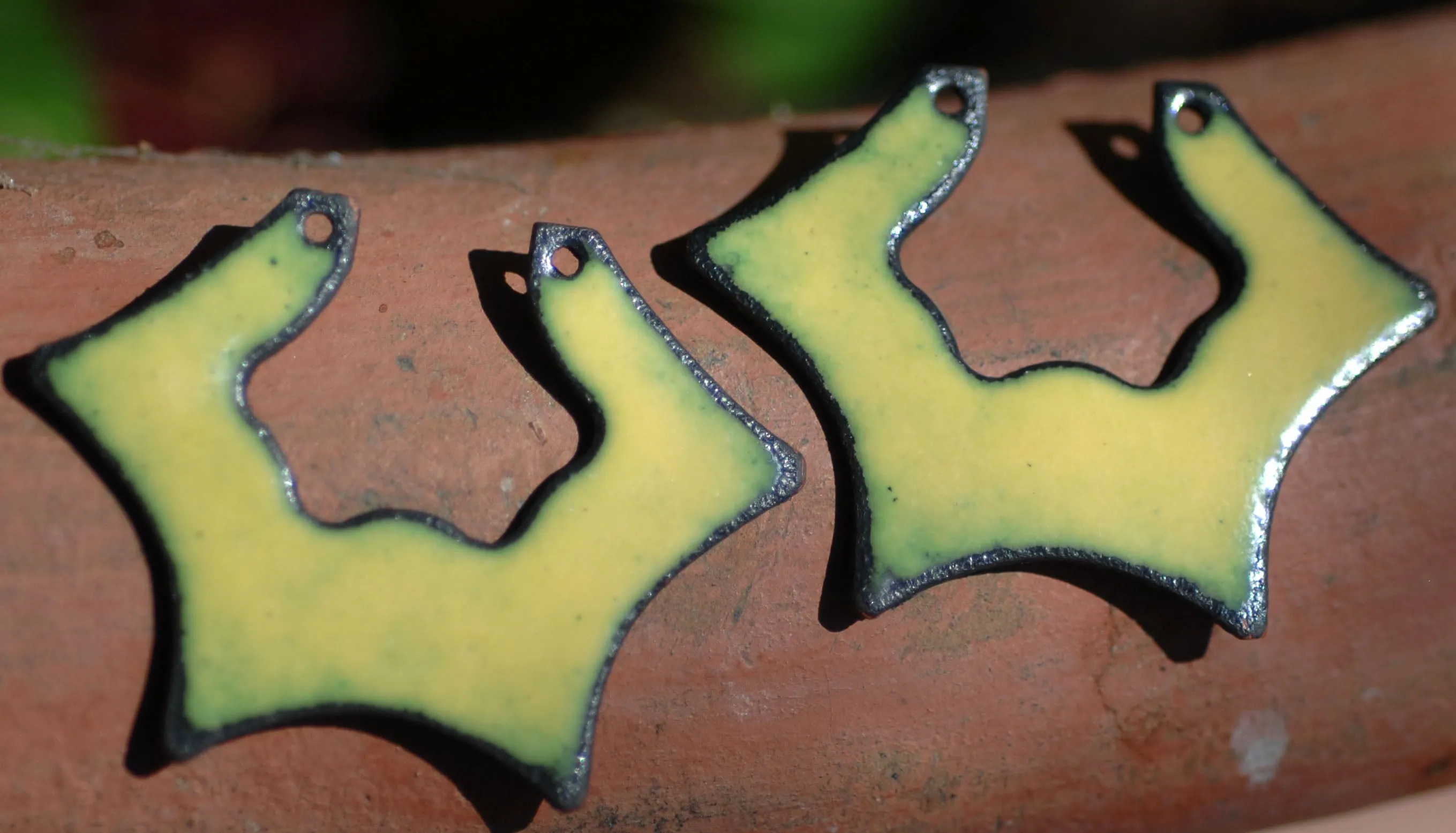 Enameled Finding - Earring Pair yellow and yellow