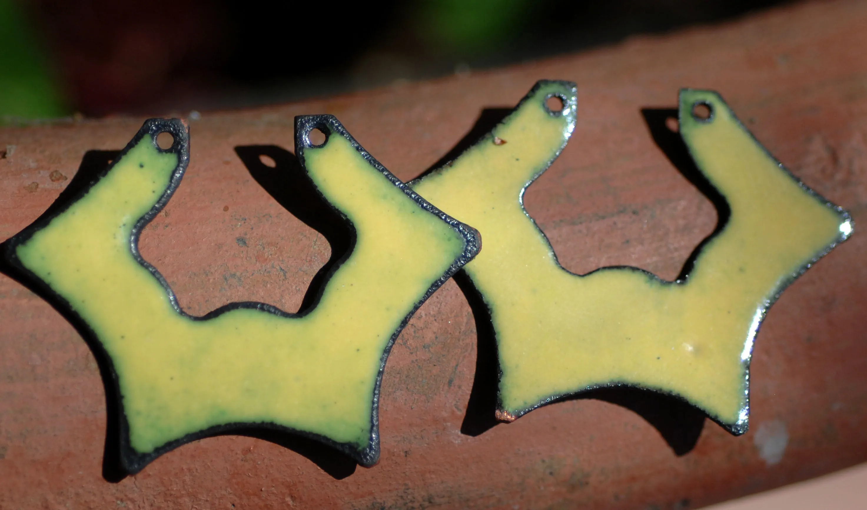 Enameled Finding - Earring Pair yellow and yellow