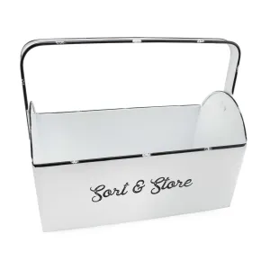 Enamelware Rustic Caddy with Handle (White, Case of 9)
