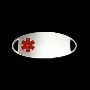 Engraved Stainless Steel Oval Medical Bracelet ID Tag - Red