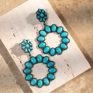 ER-1004  Rustic Couture's  Bohemian Floral Hoops Drop Earring - By Pairs