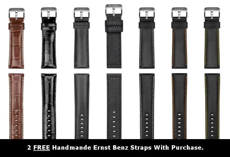 Ernst Benz Chronosport Orange Numerals Black Leather Band 47mm Men's Automatic Watch GC10216