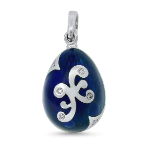 Estate Fabrege 18k White Gold Egg Pendant