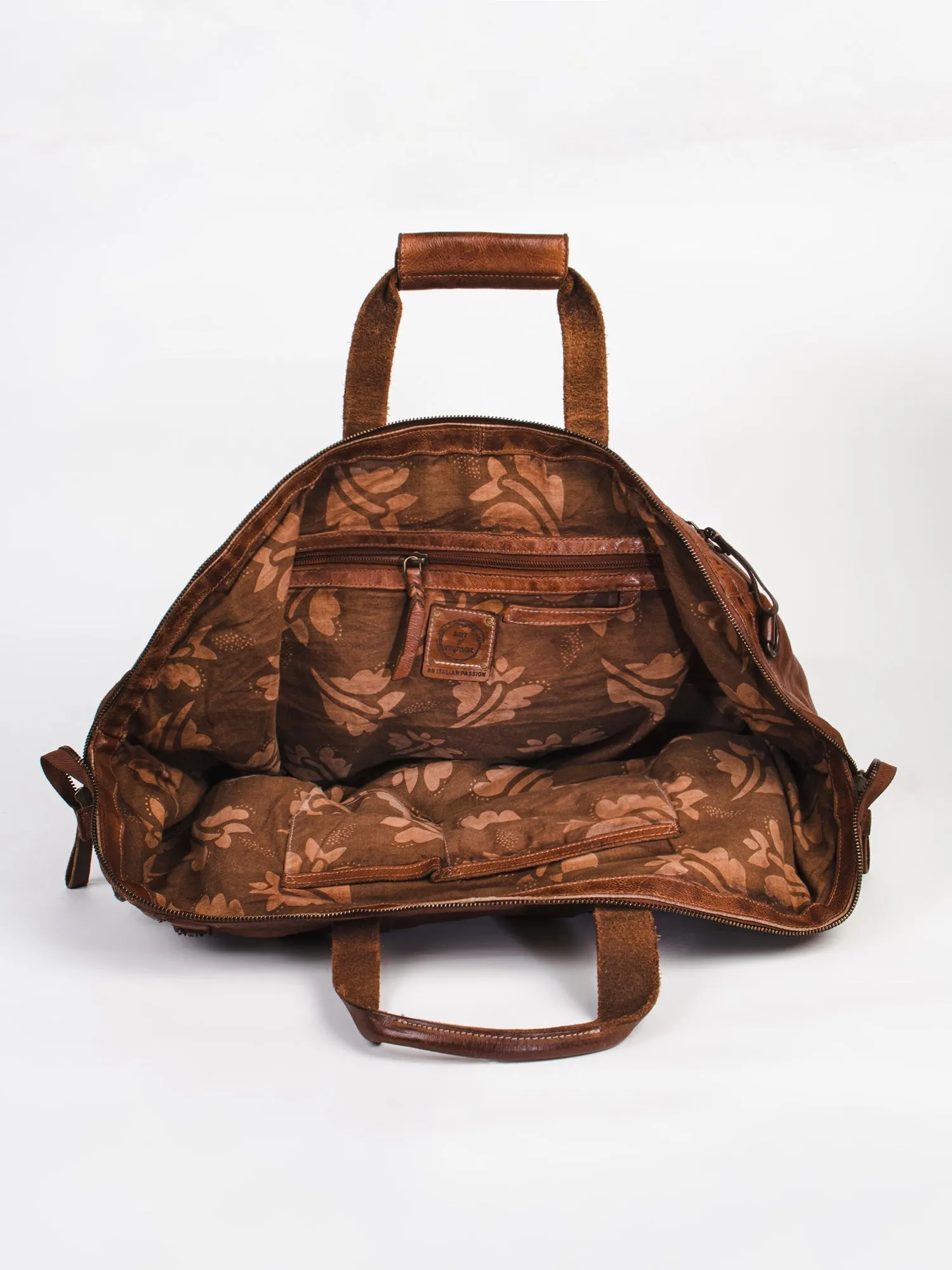 Ethan: Navy Weekender Bag In Washed Leather For Travel by art n vintage