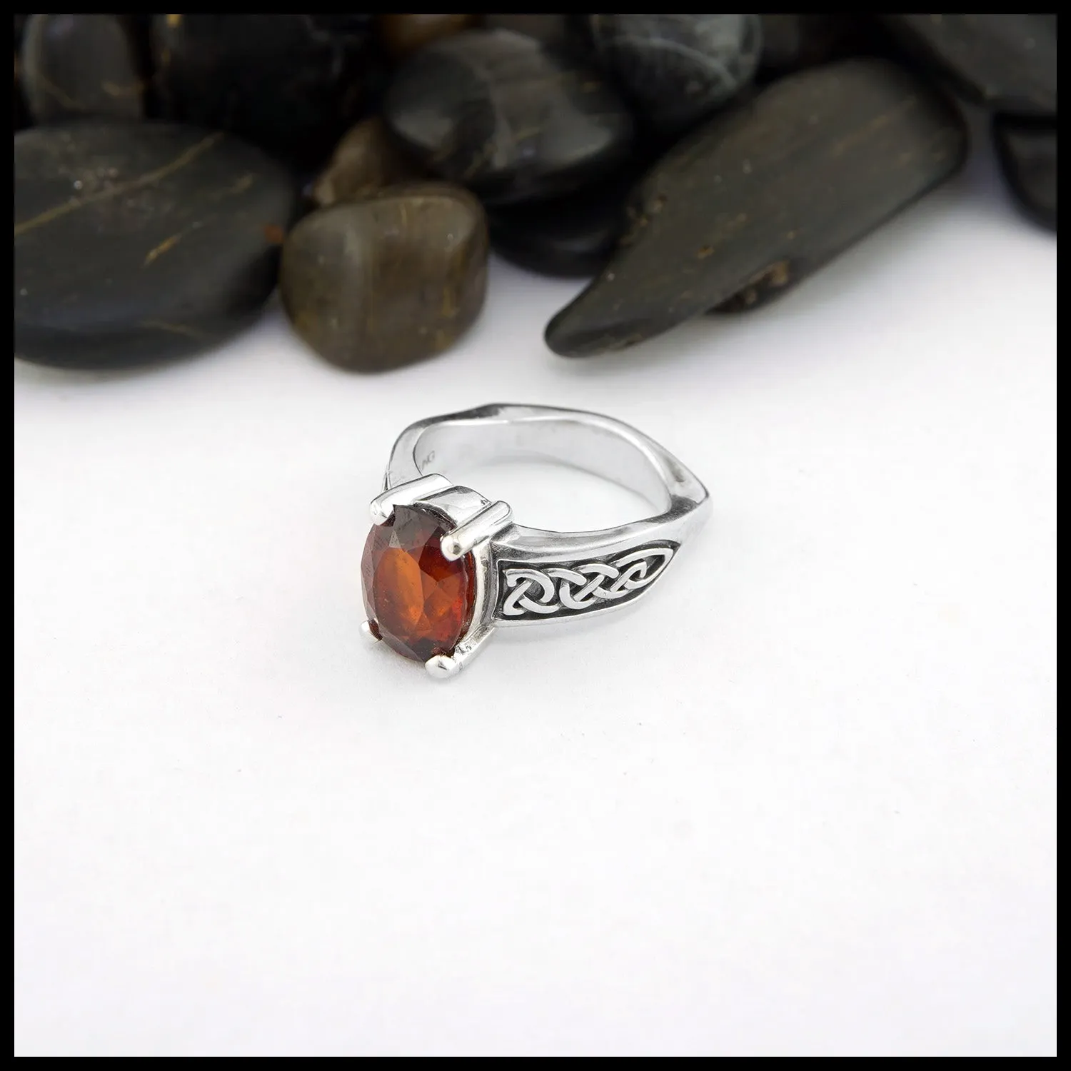 Euro Shank Hessonite Garnet Ring